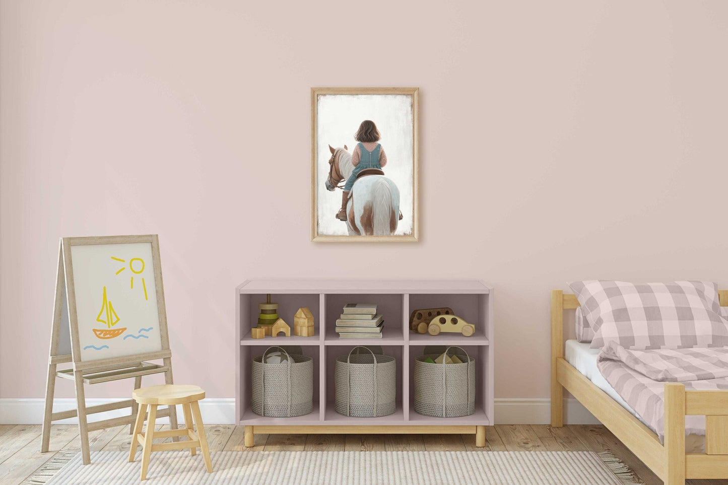 Girl & Horse Painting, Equestrian Wall Art, Nursery Horse Decor - WildfieldPrints
