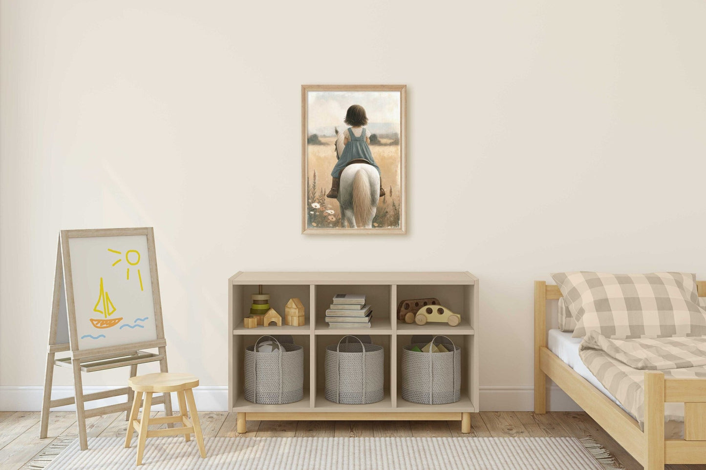 Girl & Horse Painting, Equestrian Wall Art, Nursery Horse Decor - WildfieldPrints