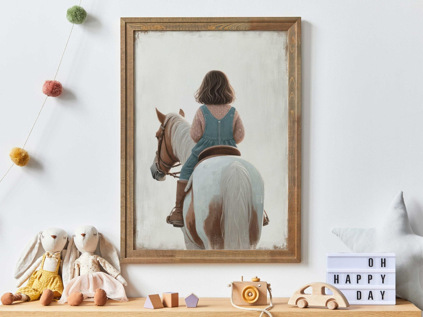 Girl & Horse Painting, Equestrian Wall Art, Nursery Horse Decor - WildfieldPrints