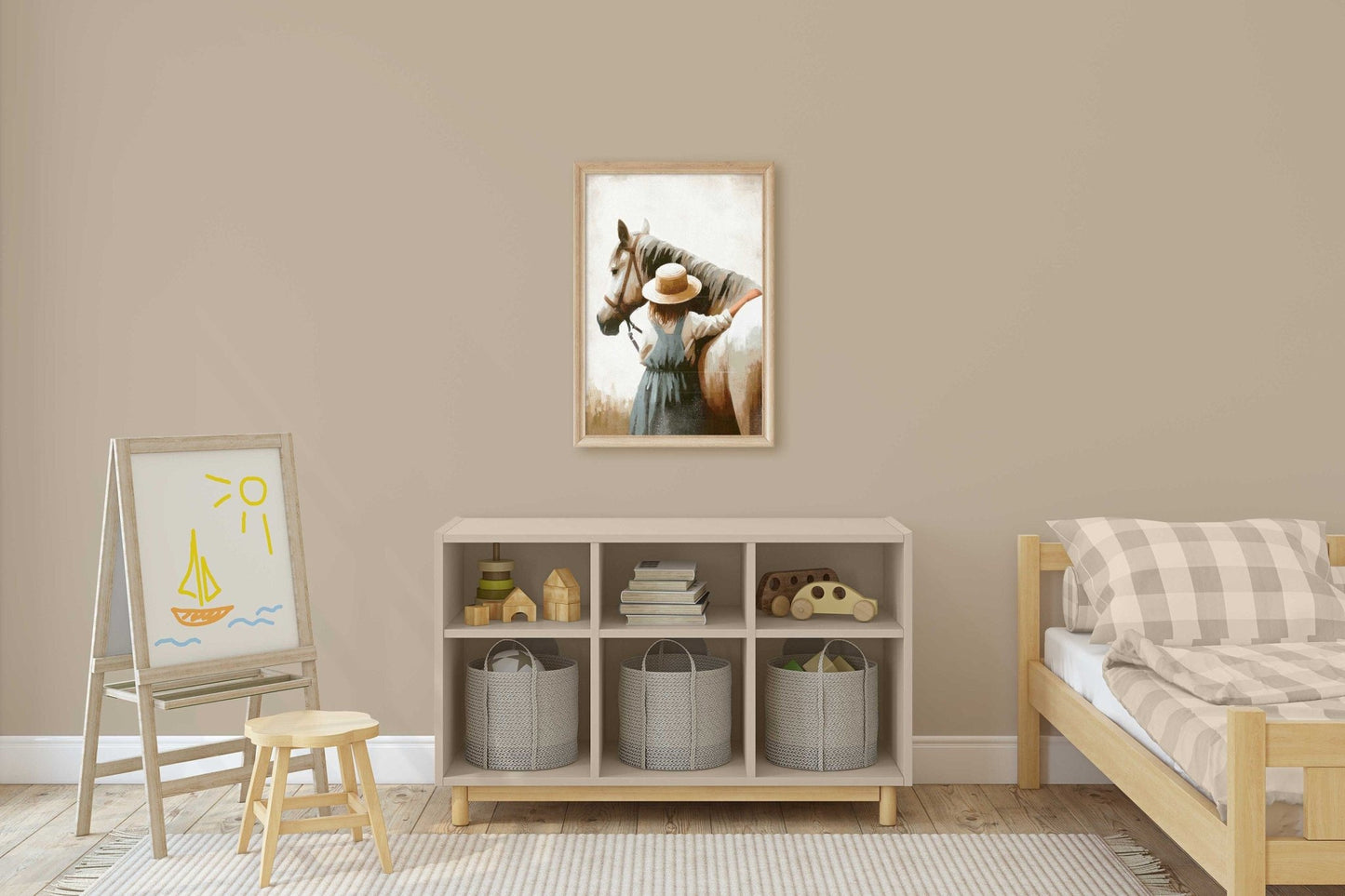 Girl & Horse Print, Equestrian Wall Art, Farmhouse Decor for Kids - WildfieldPrints