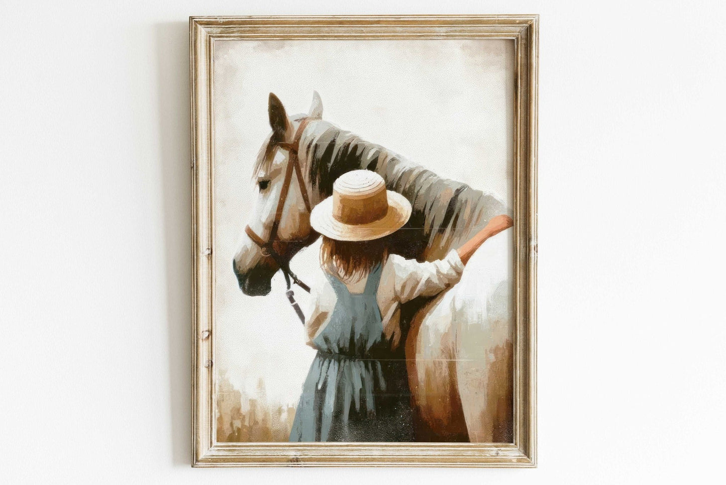 Girl & Horse Print, Equestrian Wall Art, Farmhouse Decor for Kids - WildfieldPrints