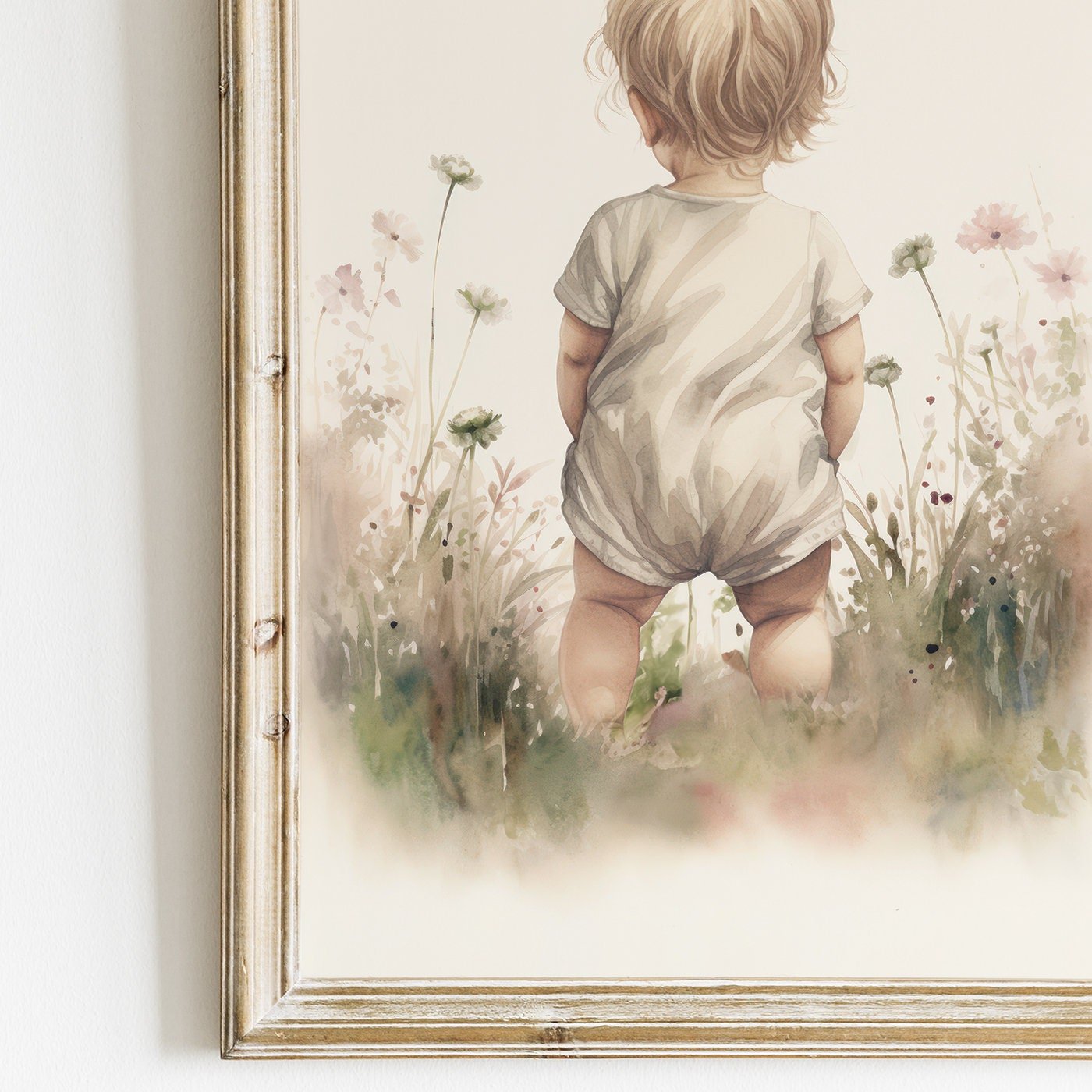 Girl in Wildflower Field Art, Girly Baby Wall Art, Art for Girls Nursery or Bedroom, Toddler, Wildflower Nursery Decor, Printable Wall Art - My Store
