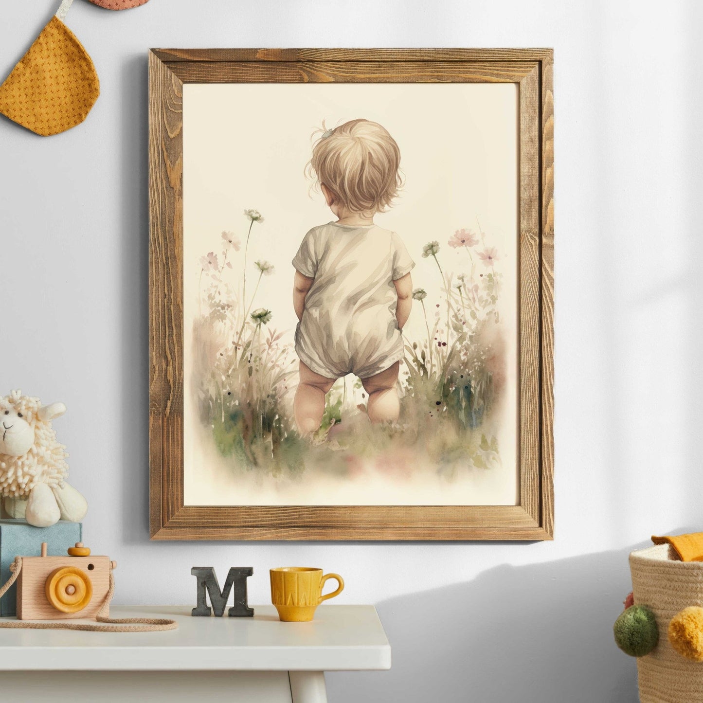 Girl in Wildflower Field Art, Girly Baby Wall Art, Art for Girls Nursery or Bedroom, Toddler, Wildflower Nursery Decor, Printable Wall Art - My Store