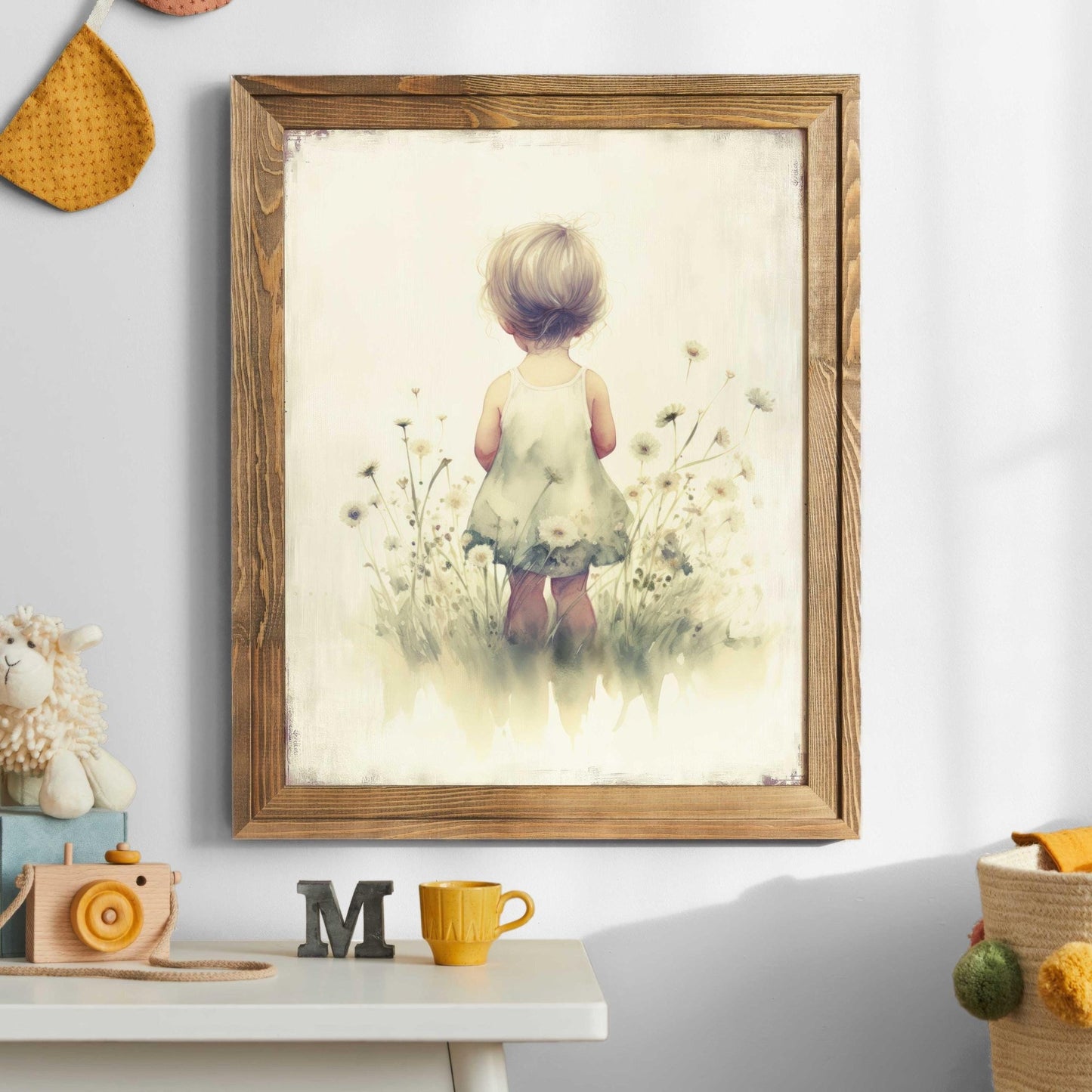Girl in Wildflower Field Prints, Nursery Wall Decor, Toddler Room Art - WildfieldPrints