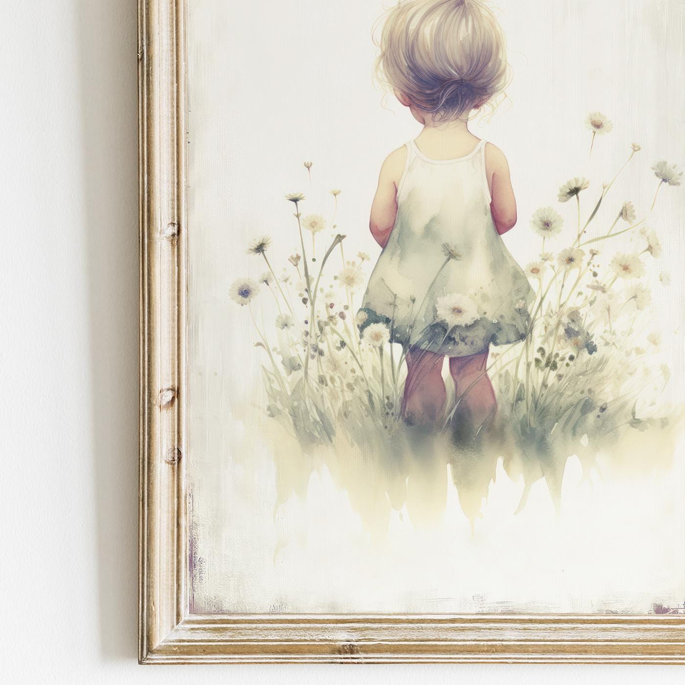 Girl in Wildflower Field Prints, Nursery Wall Decor, Toddler Room Art - WildfieldPrints