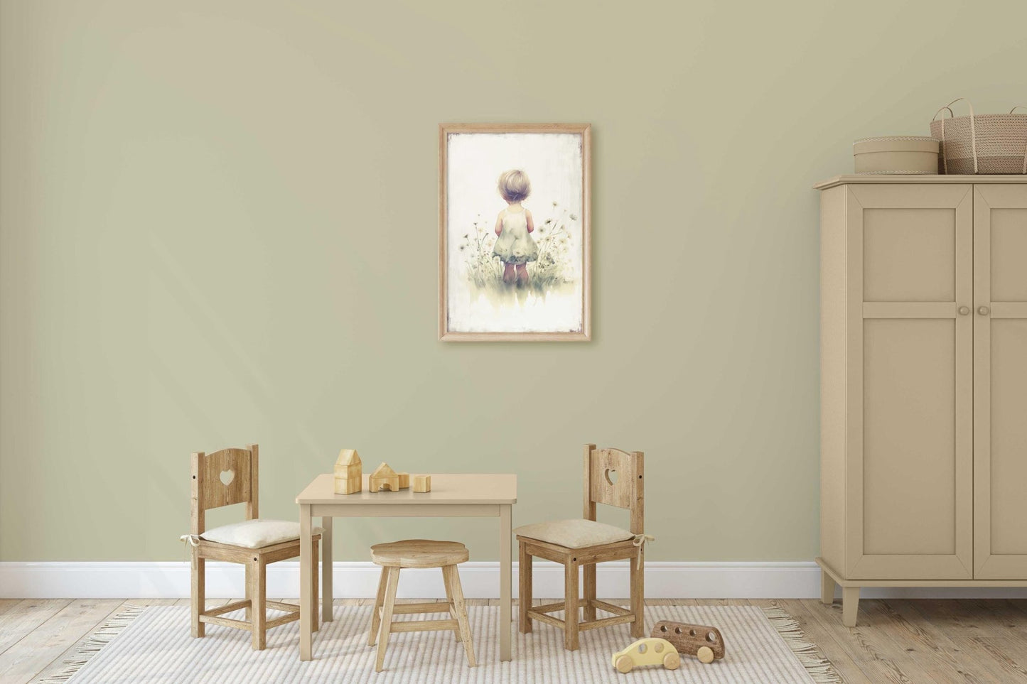 Girl in Wildflower Field Prints, Nursery Wall Decor, Toddler Room Art - WildfieldPrints