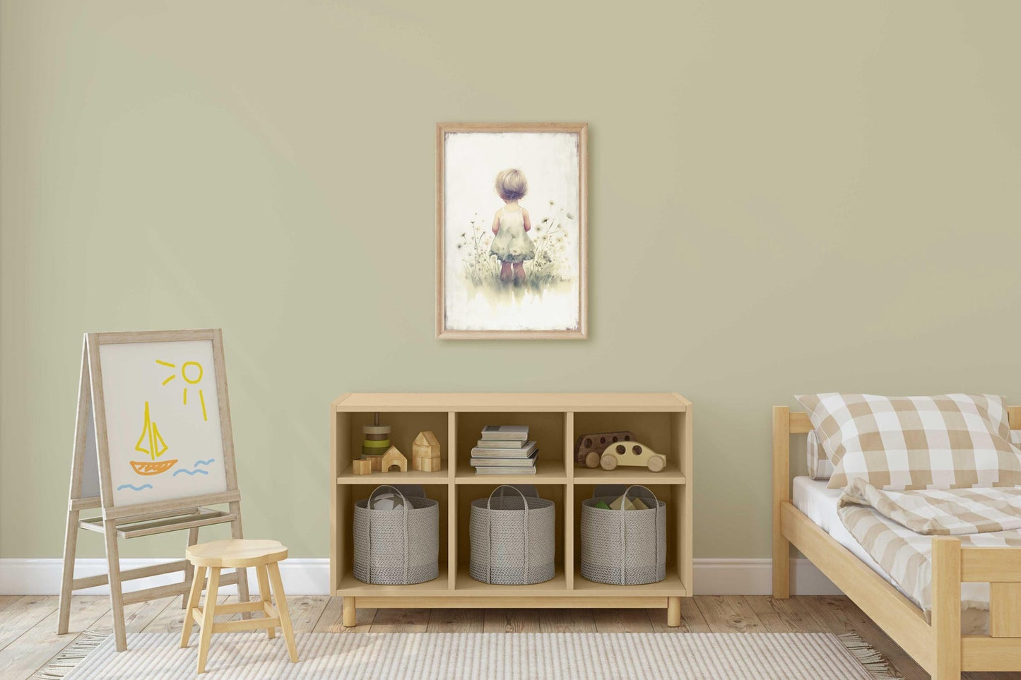 Girl in Wildflower Field Prints, Nursery Wall Decor, Toddler Room Art - WildfieldPrints
