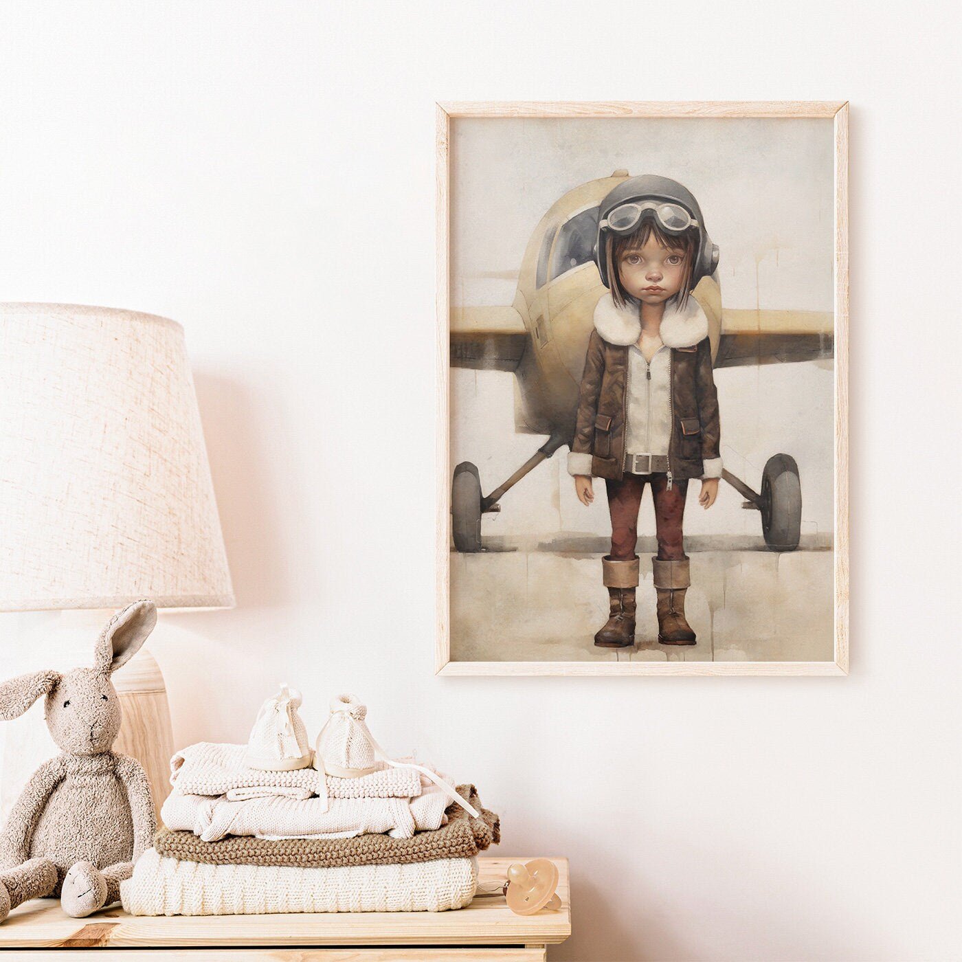 Girl Nursery Prints, Empowering Artwork, Vintage Airplane Decor - WildfieldPrints
