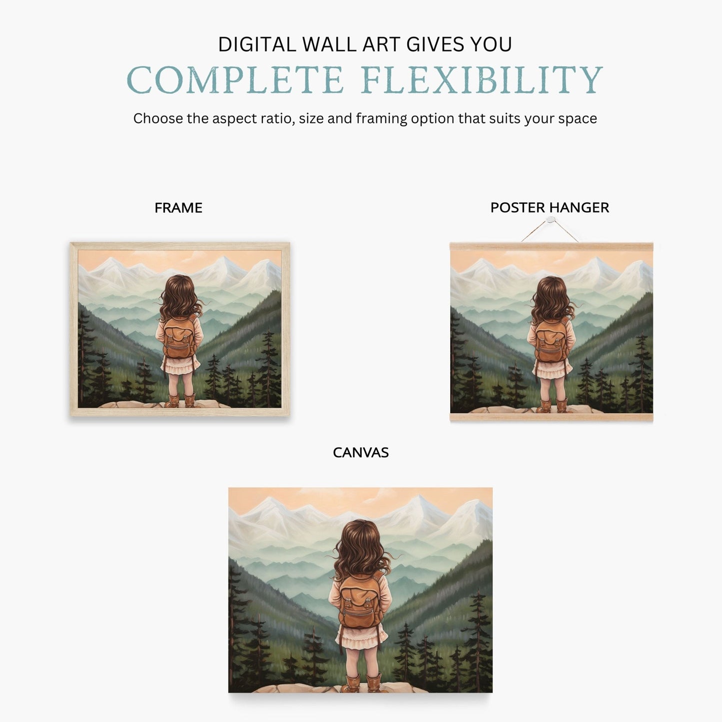 Girls Adventure Nursery Decor, Vintage Wall Art, Hiking Theme - WildfieldPrints