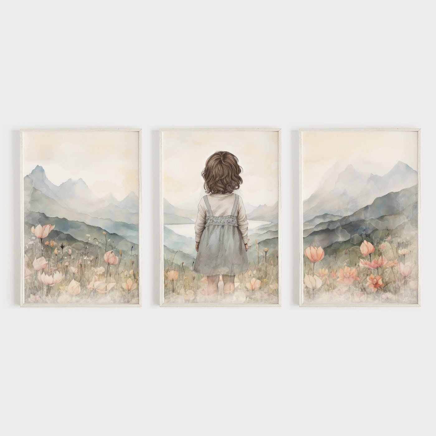 Girl's Adventure Nursery Wall Art, Wildflower Decor, Watercolor Prints - WildfieldPrints
