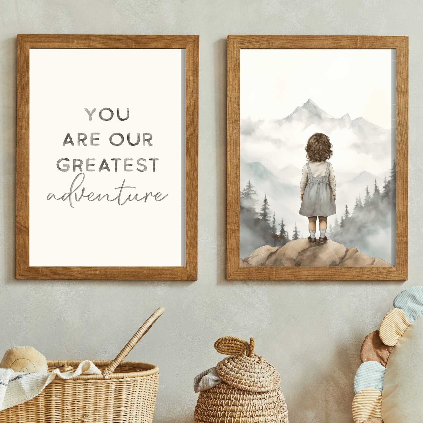 Girls Nursery Love Quote Wall Art, You Are Our Greatest Adventure, Vintage Style Decor - WildfieldPrints