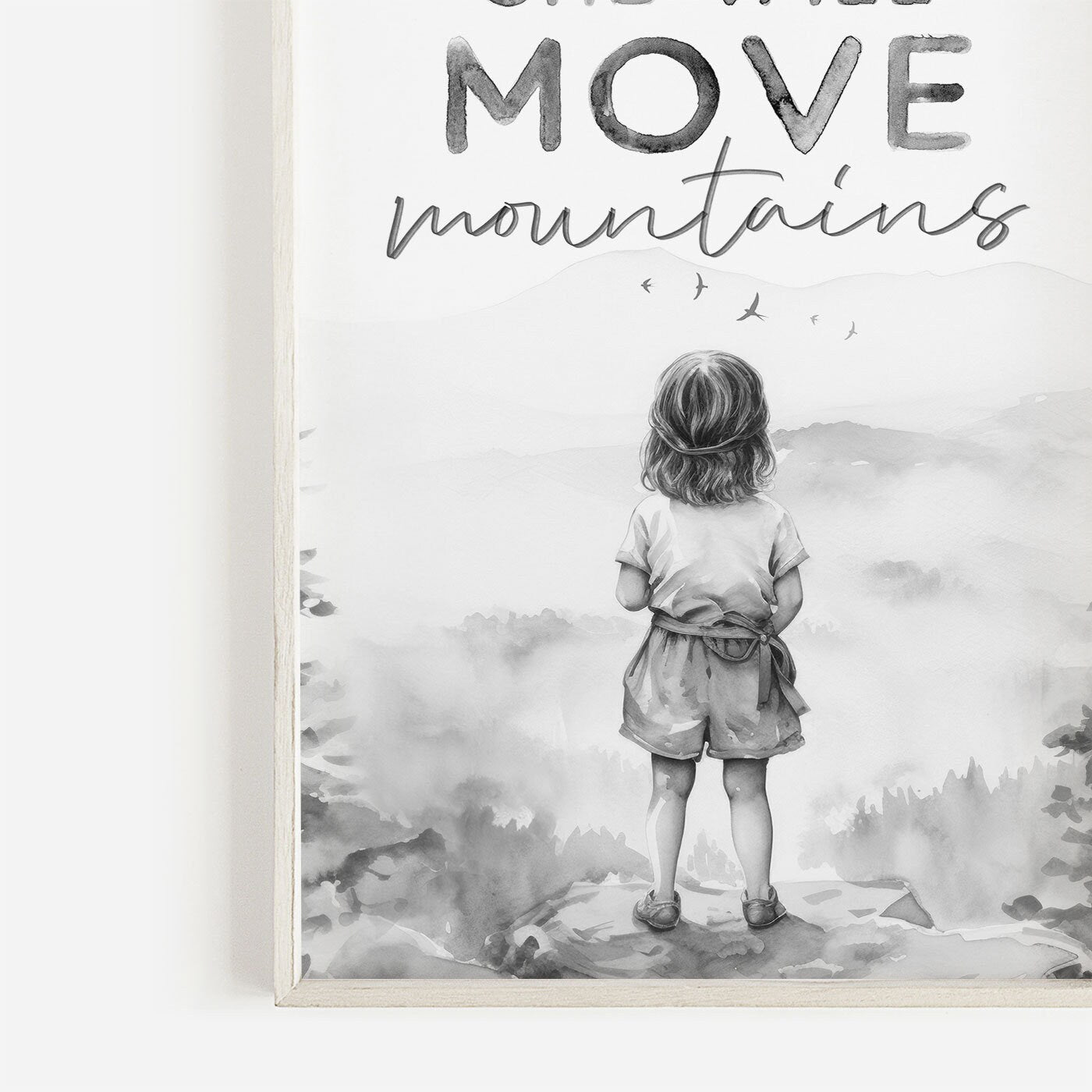 Girls Nursery Quote, She Will Move Mountains, Empowering Decor - WildfieldPrints
