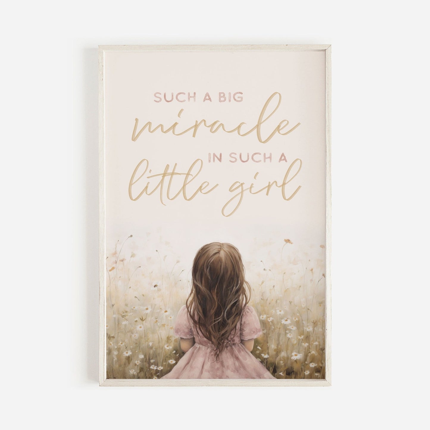 Girls Nursery Quote, Such a Big Miracle in a Little Girl, Wildflower Decor - WildfieldPrints