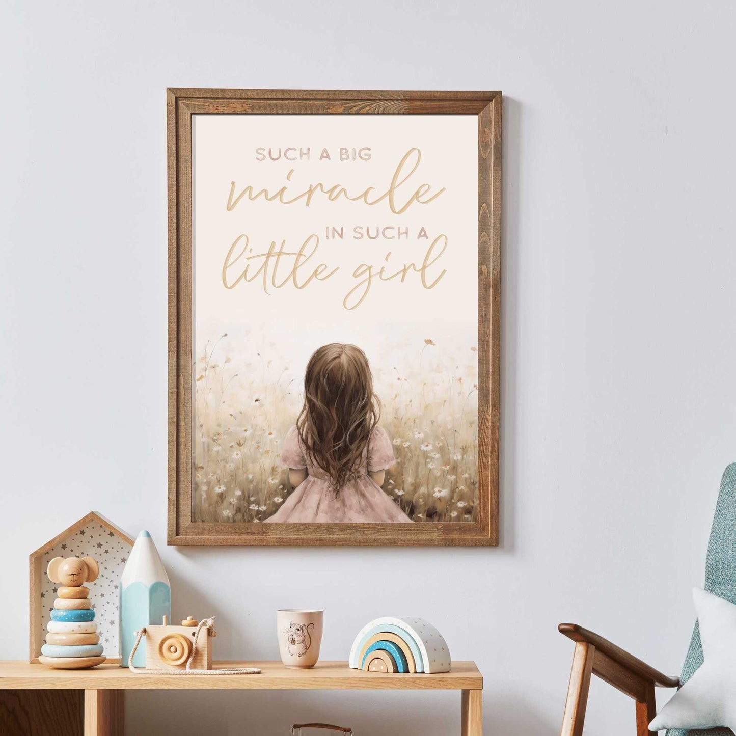 Girls Nursery Quote, Such a Big Miracle in a Little Girl, Wildflower Decor - WildfieldPrints