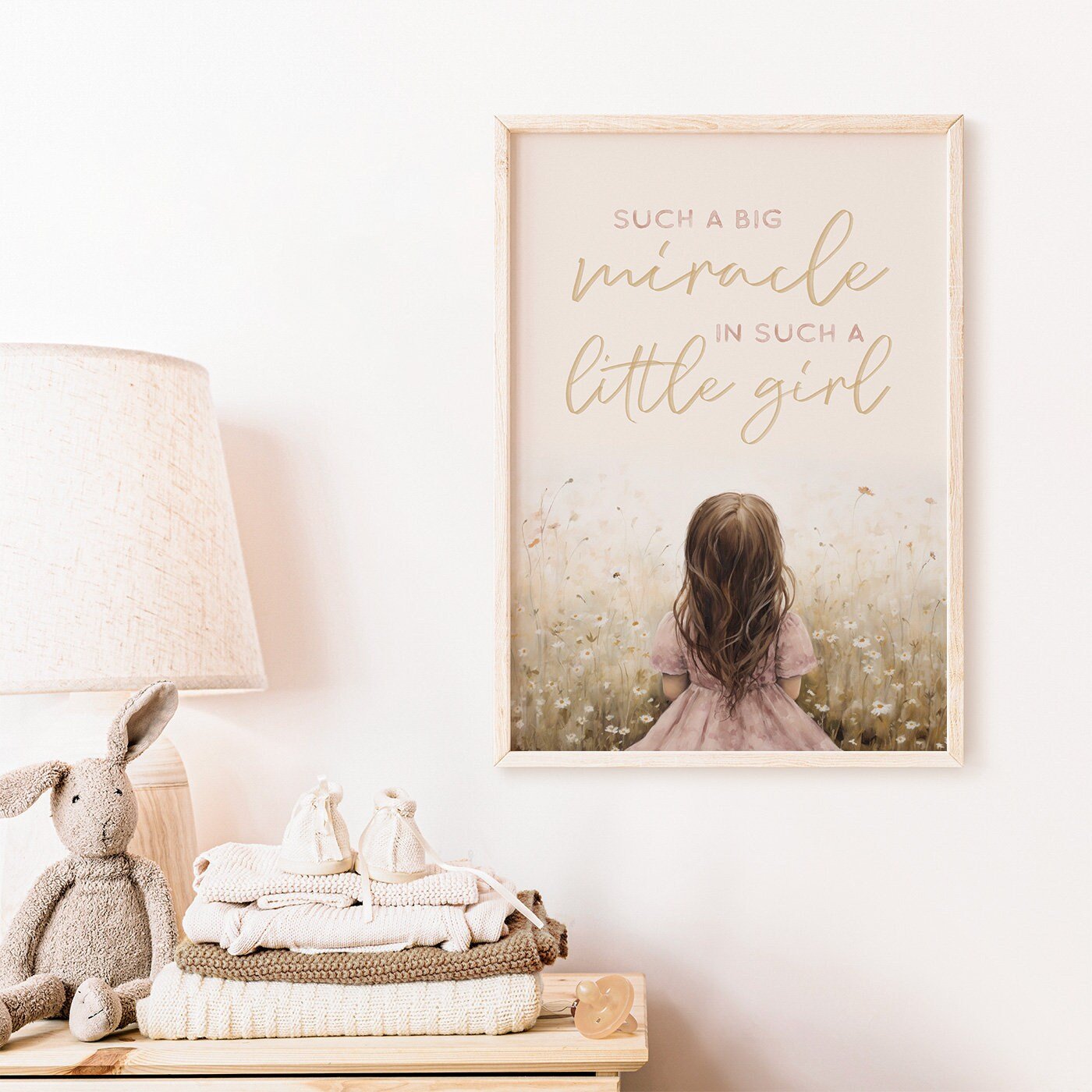 Girls Nursery Quote, Such a Big Miracle in a Little Girl, Wildflower Decor - WildfieldPrints