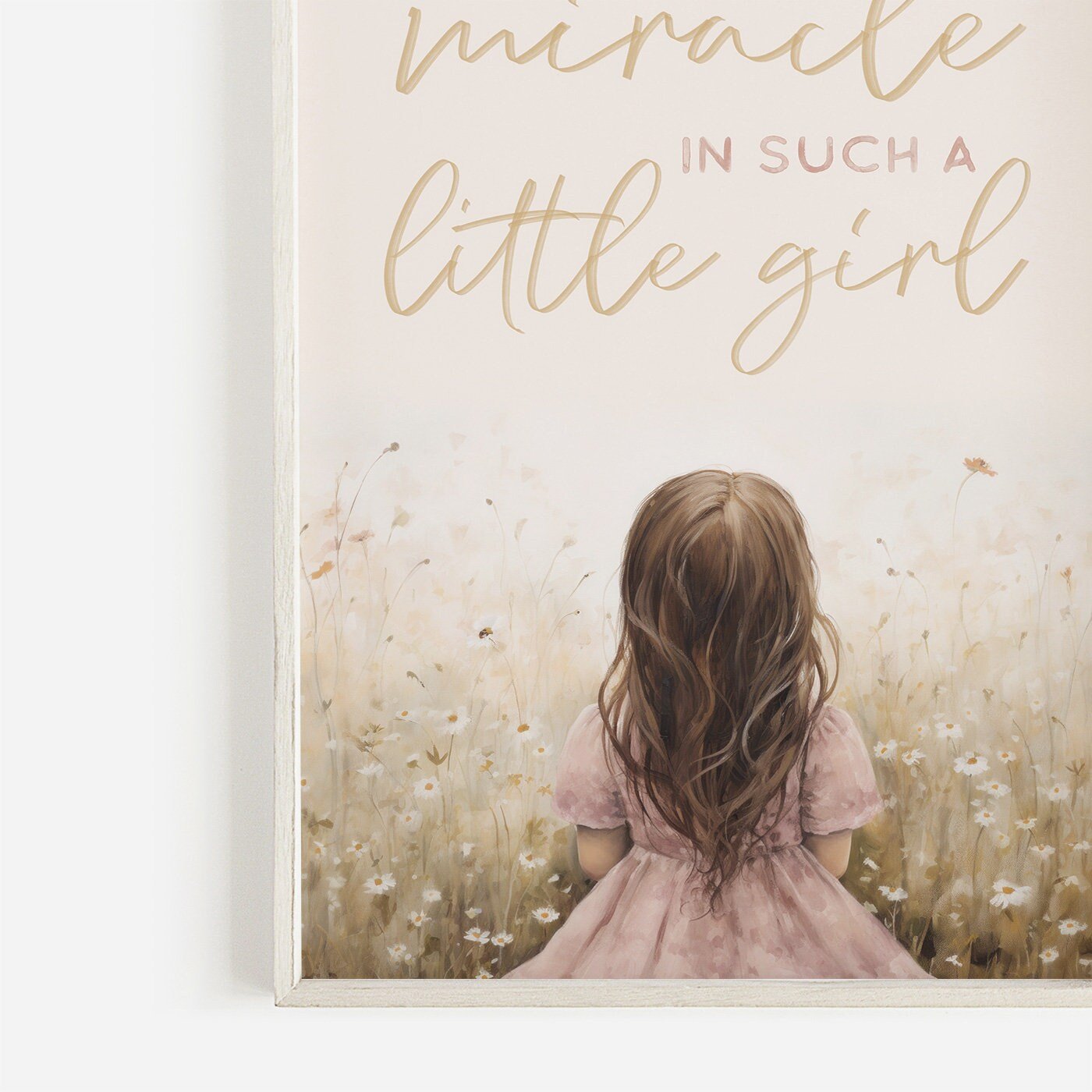 Girls Nursery Quote, Such a Big Miracle in a Little Girl, Wildflower Decor - WildfieldPrints