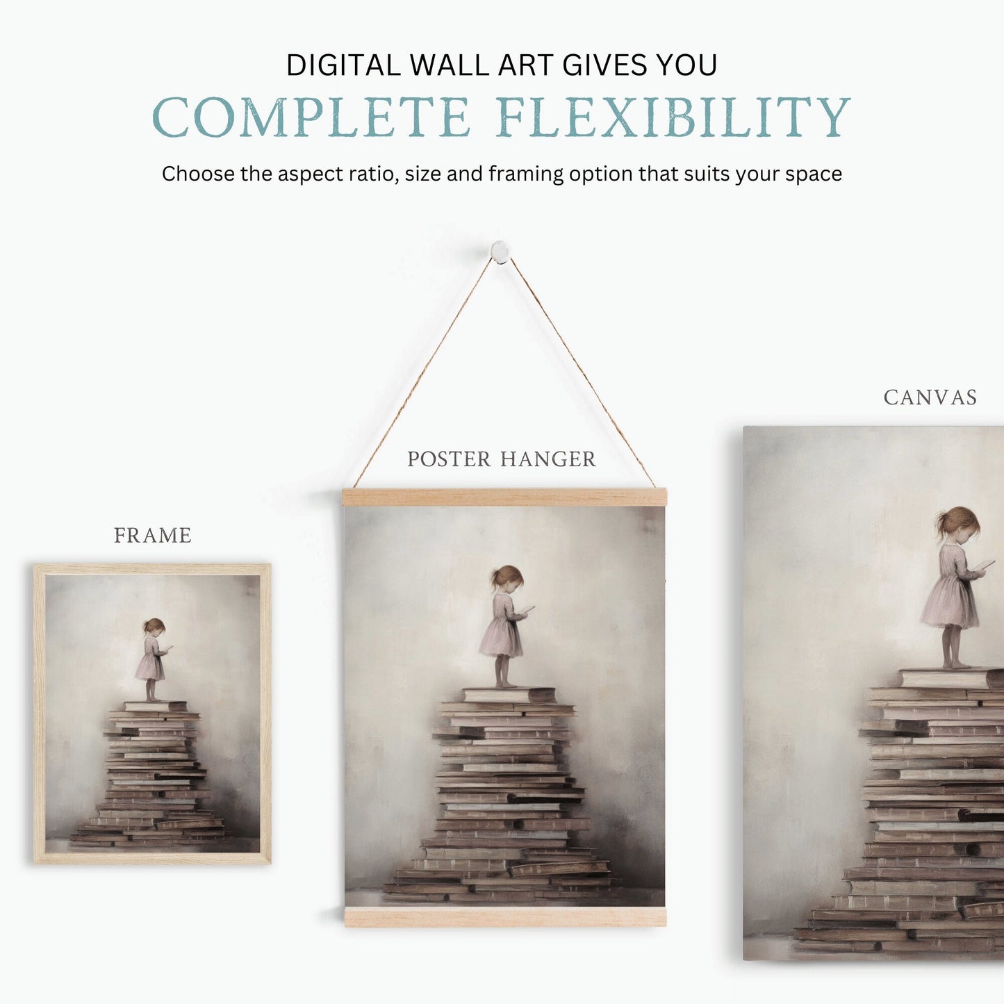 Girls Reading Decor, Vintage Art for Nursery and Study Room - WildfieldPrints