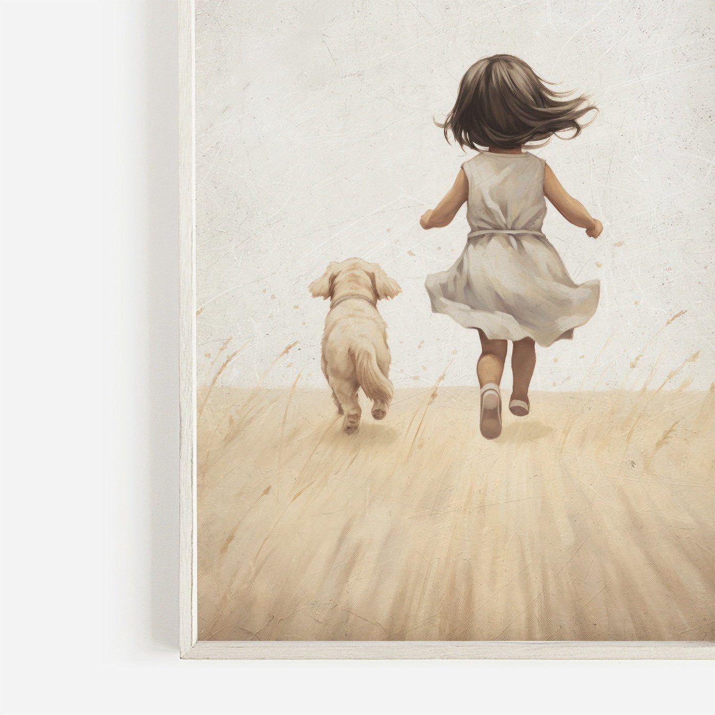 Girly Wall Art, Girl and Dog Print, Vintage Puppy Room Decor - WildfieldPrints