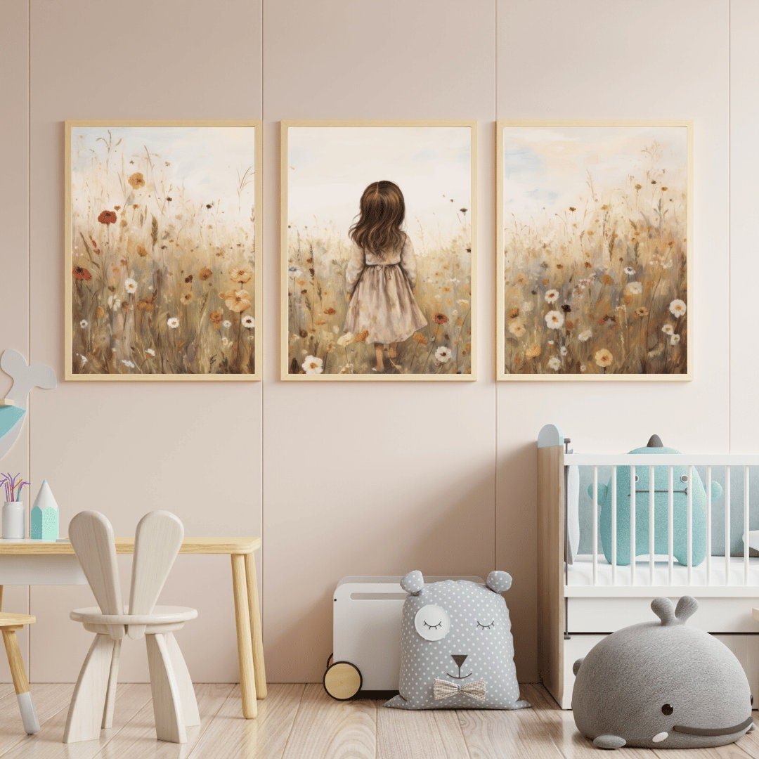 Girly Wall Art Print, Vintage Decor, Girls Room - WildfieldPrints