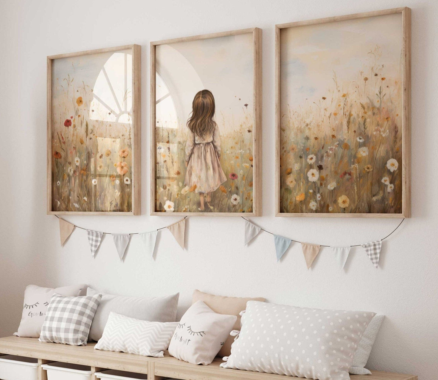 Girly Wall Art Print, Vintage Decor, Girls Room - WildfieldPrints