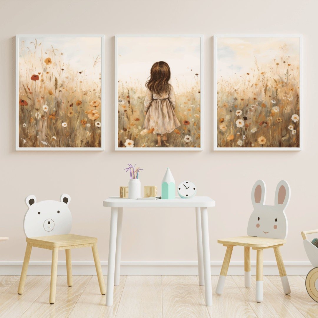 Girly Wall Art Print, Vintage Decor, Girls Room - WildfieldPrints