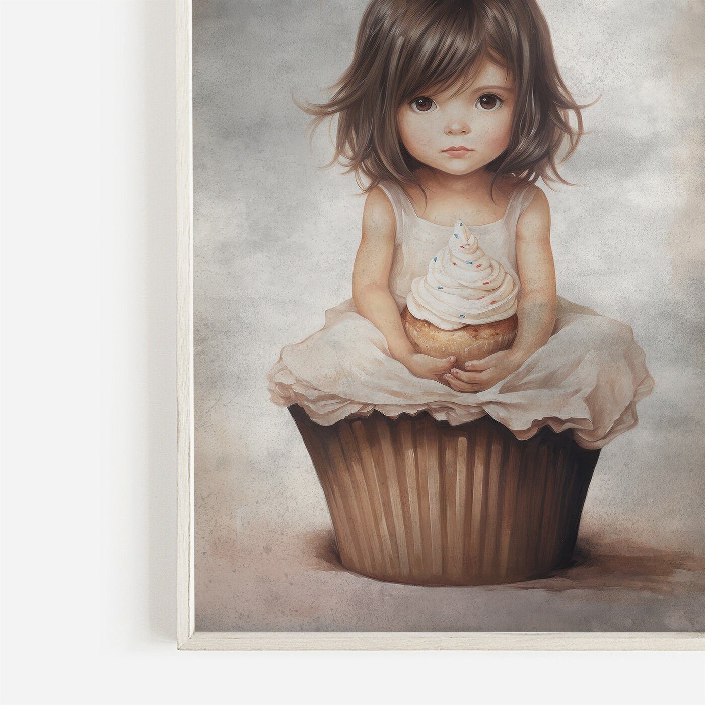Girly Wall Decor, Unique Vintage Nursery Art, Cute Cupcake Print - WildfieldPrints