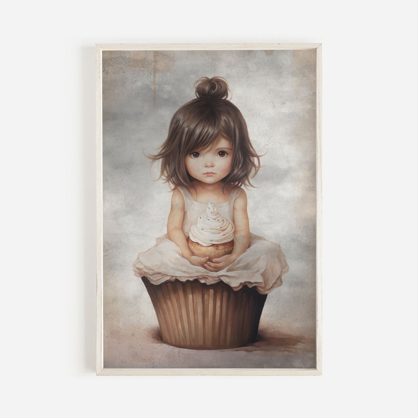 Girly Wall Decor, Unique Vintage Nursery Art, Cute Cupcake Print - WildfieldPrints