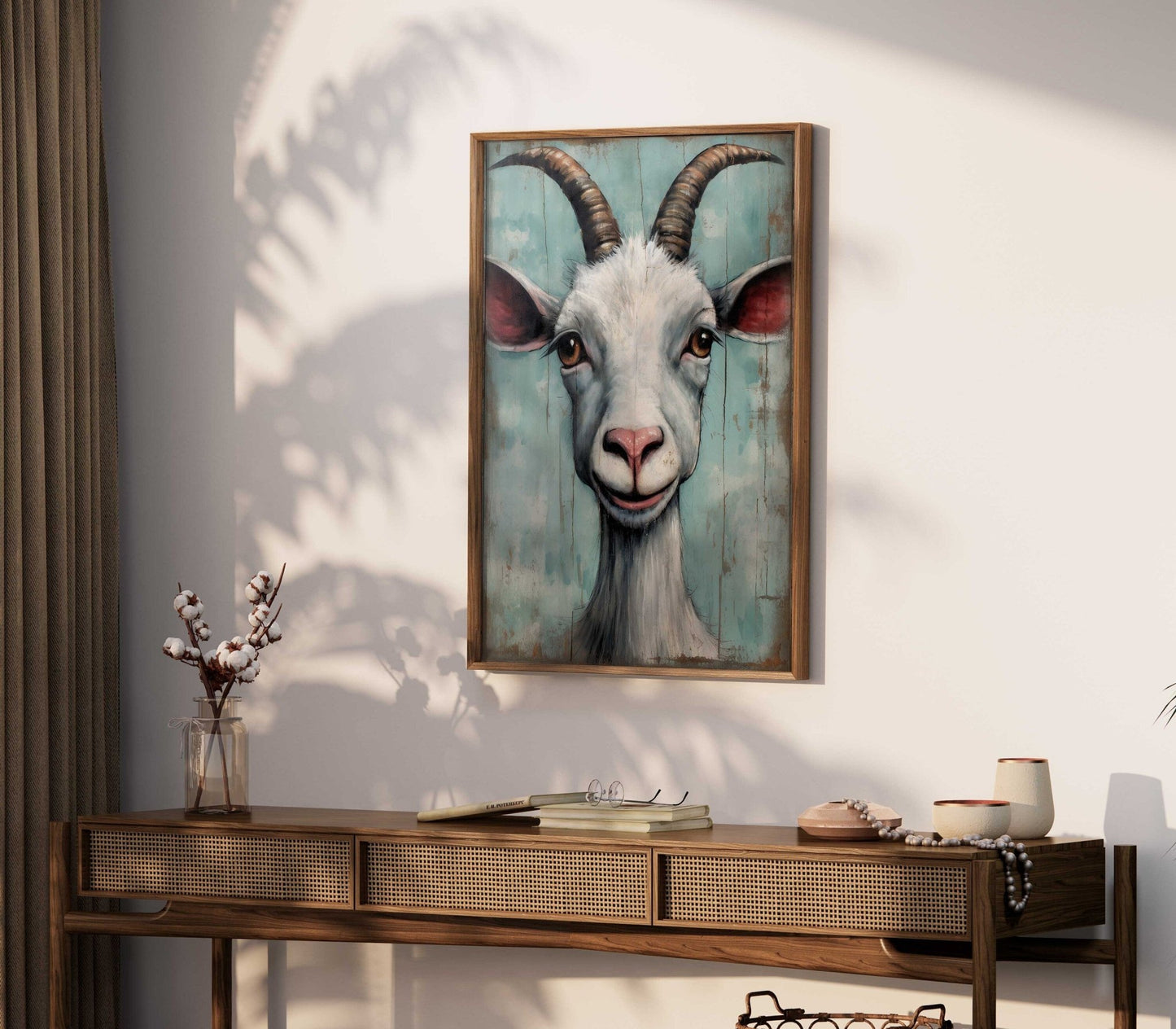 Goat Art Print, Rustic Animal Wall Decor, Farmhouse Home Accent - WildfieldPrints