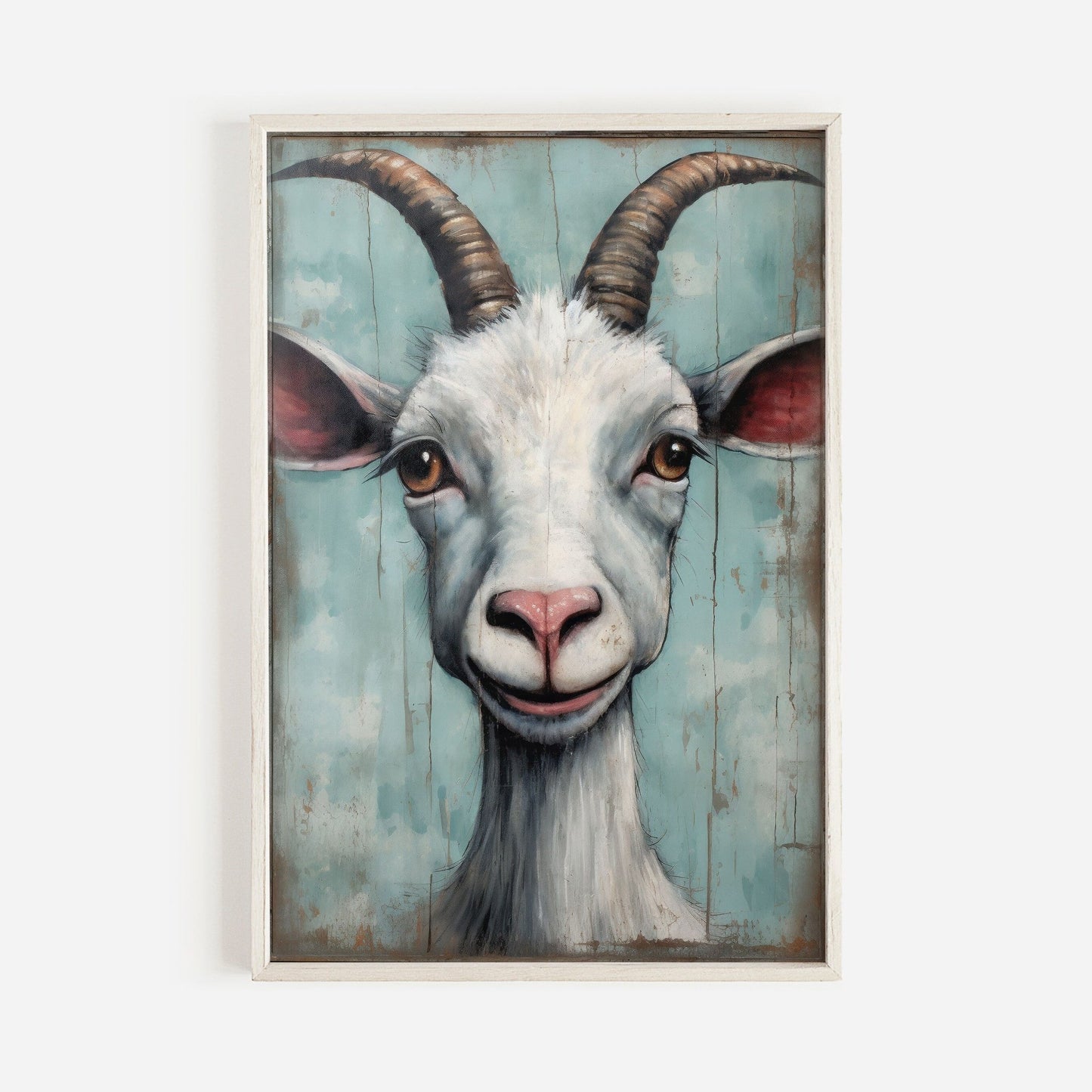 Goat Art Print, Rustic Animal Wall Decor, Farmhouse Home Accent - WildfieldPrints