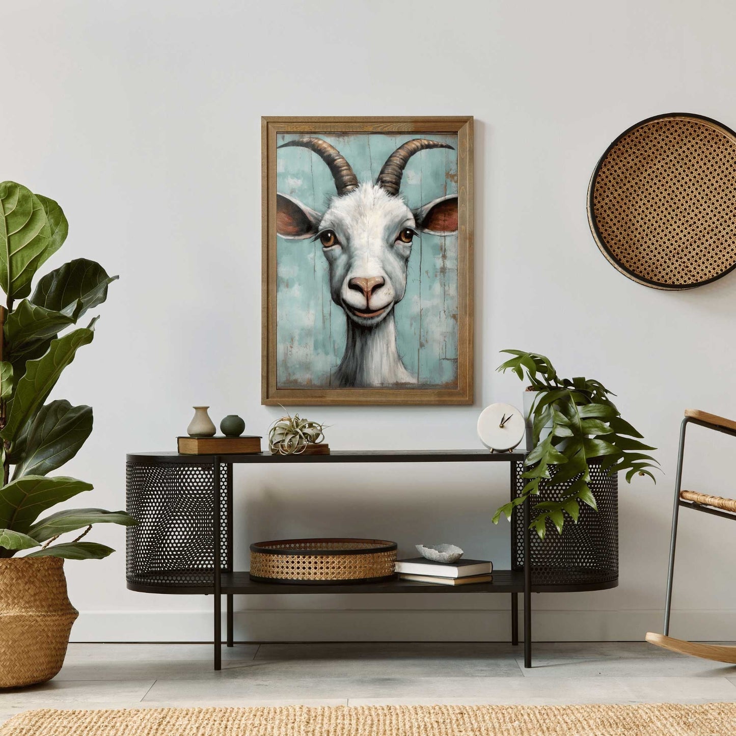 Goat Art Print, Rustic Animal Wall Decor, Farmhouse Home Accent - WildfieldPrints