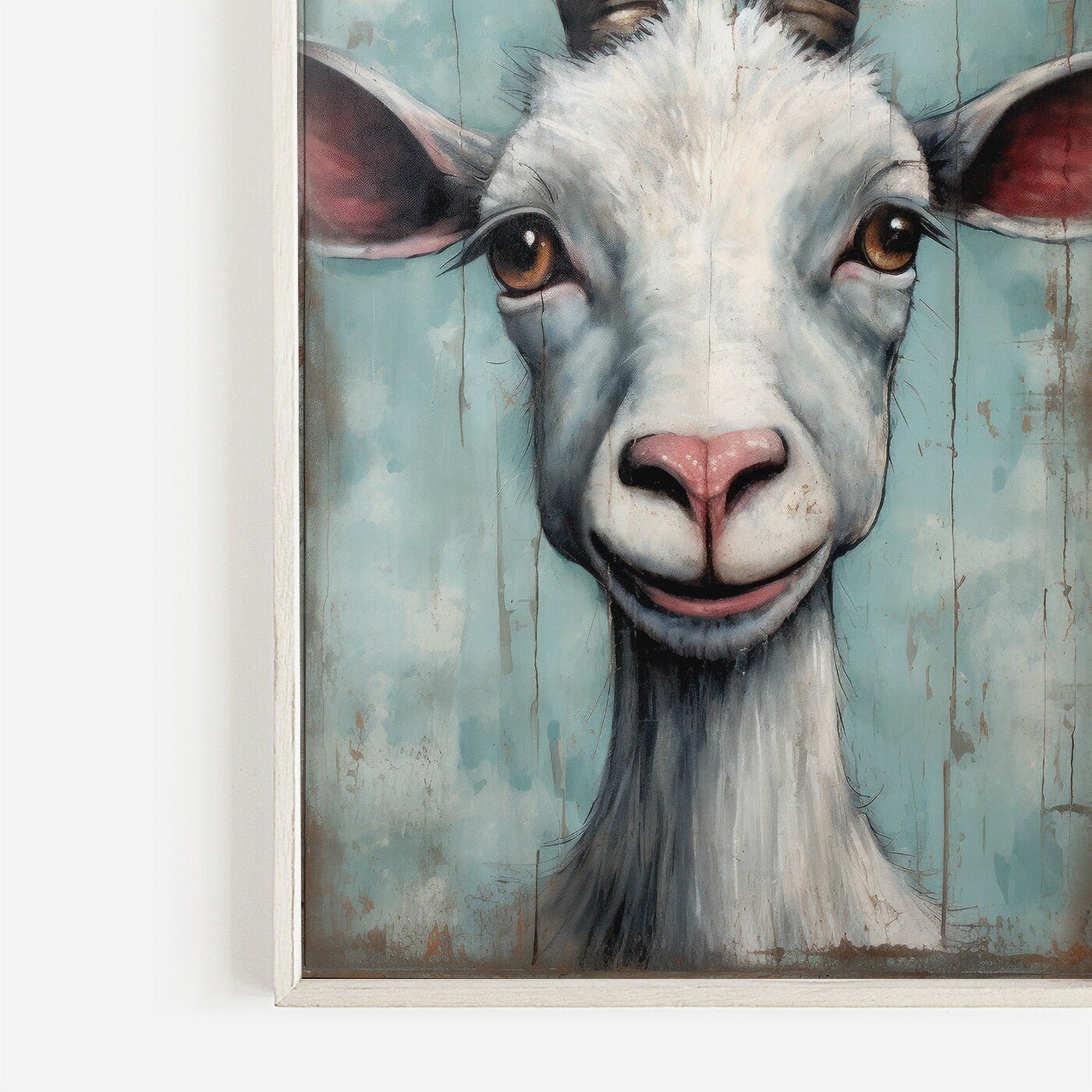Goat Art Print, Rustic Animal Wall Decor, Farmhouse Home Accent - WildfieldPrints