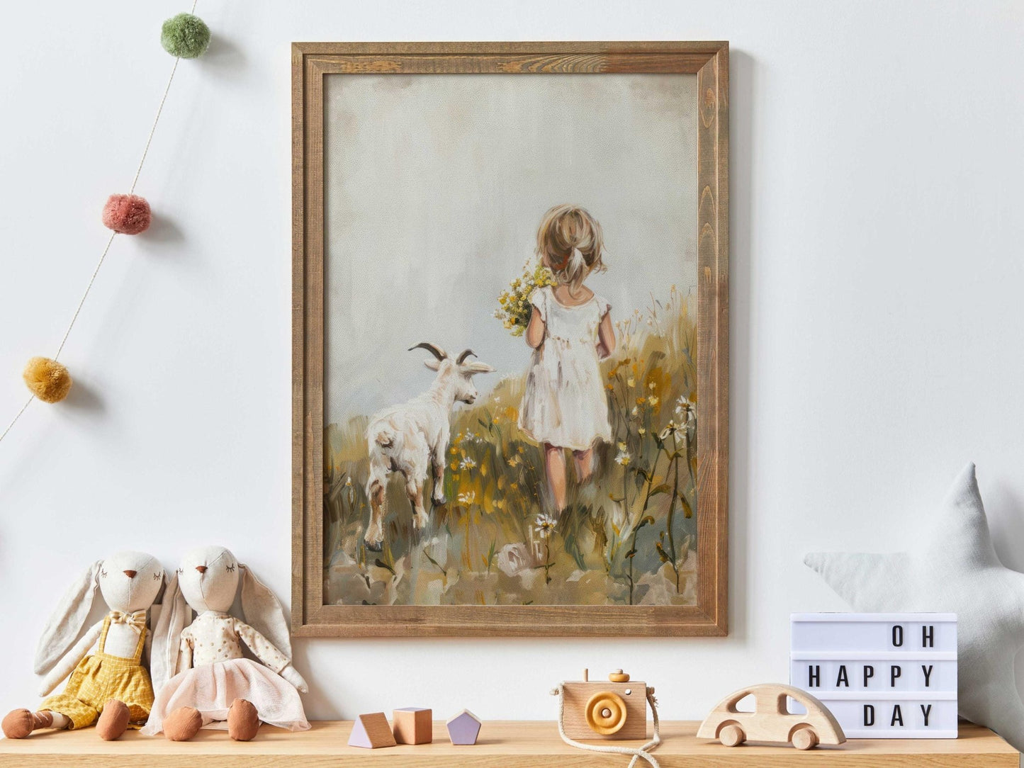 Goat Nursery Print Girl, Vintage Farmhouse Decor, Countryside Girls Room, Farm Animal Decor, Farm Theme, Goat Print, PRINTABLE Girl Wall Art - My Store