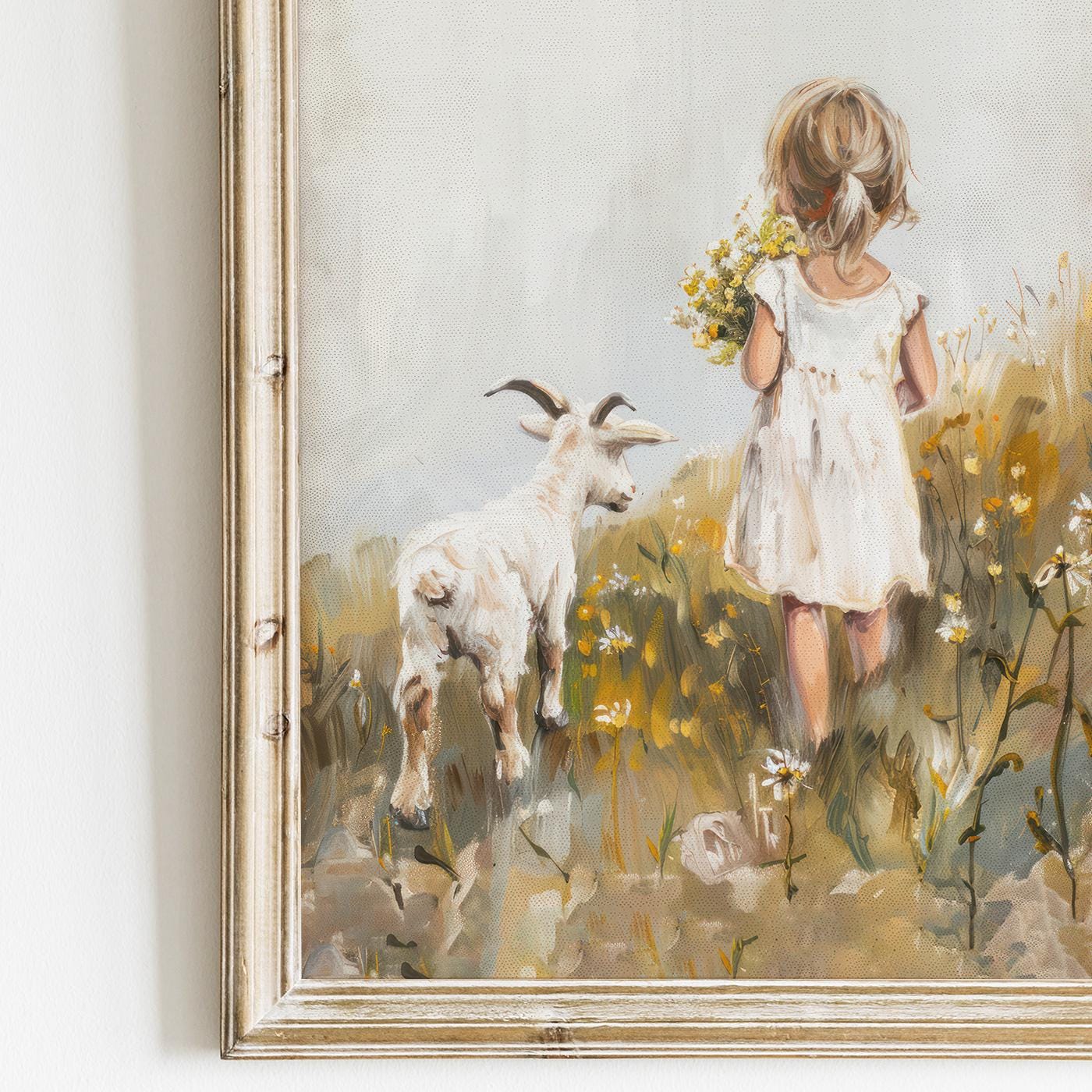 Goat Nursery Print Girl, Vintage Farmhouse Decor, Countryside Girls Room, Farm Animal Decor, Farm Theme, Goat Print, PRINTABLE Girl Wall Art - My Store