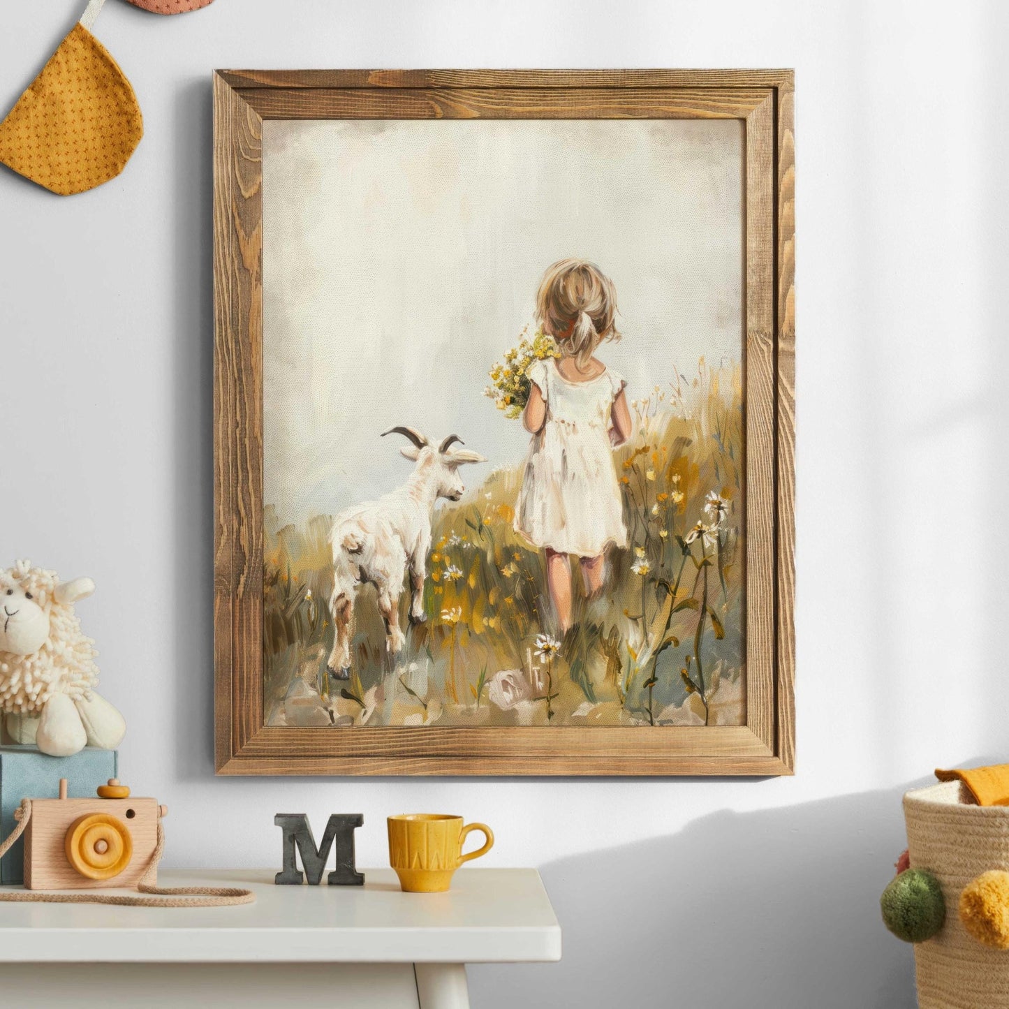 Goat Nursery Print Girl, Vintage Farmhouse Decor, Countryside Girls Room, Farm Animal Decor, Farm Theme, Goat Print, PRINTABLE Girl Wall Art - My Store