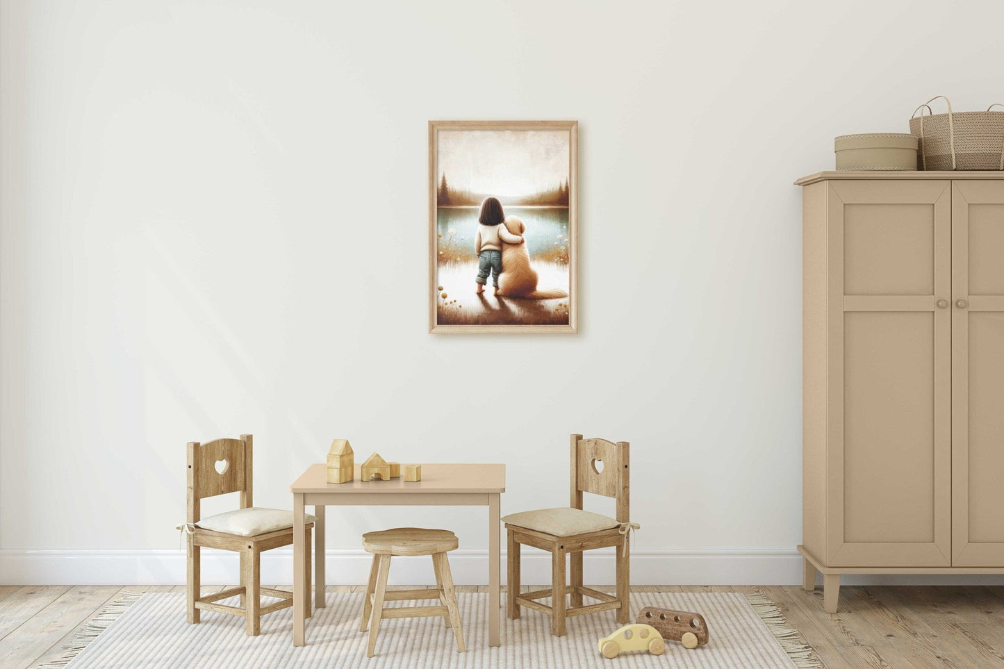 Golden Retriever Art, Cute Dog Painting, Nursery Room Decor - WildfieldPrints