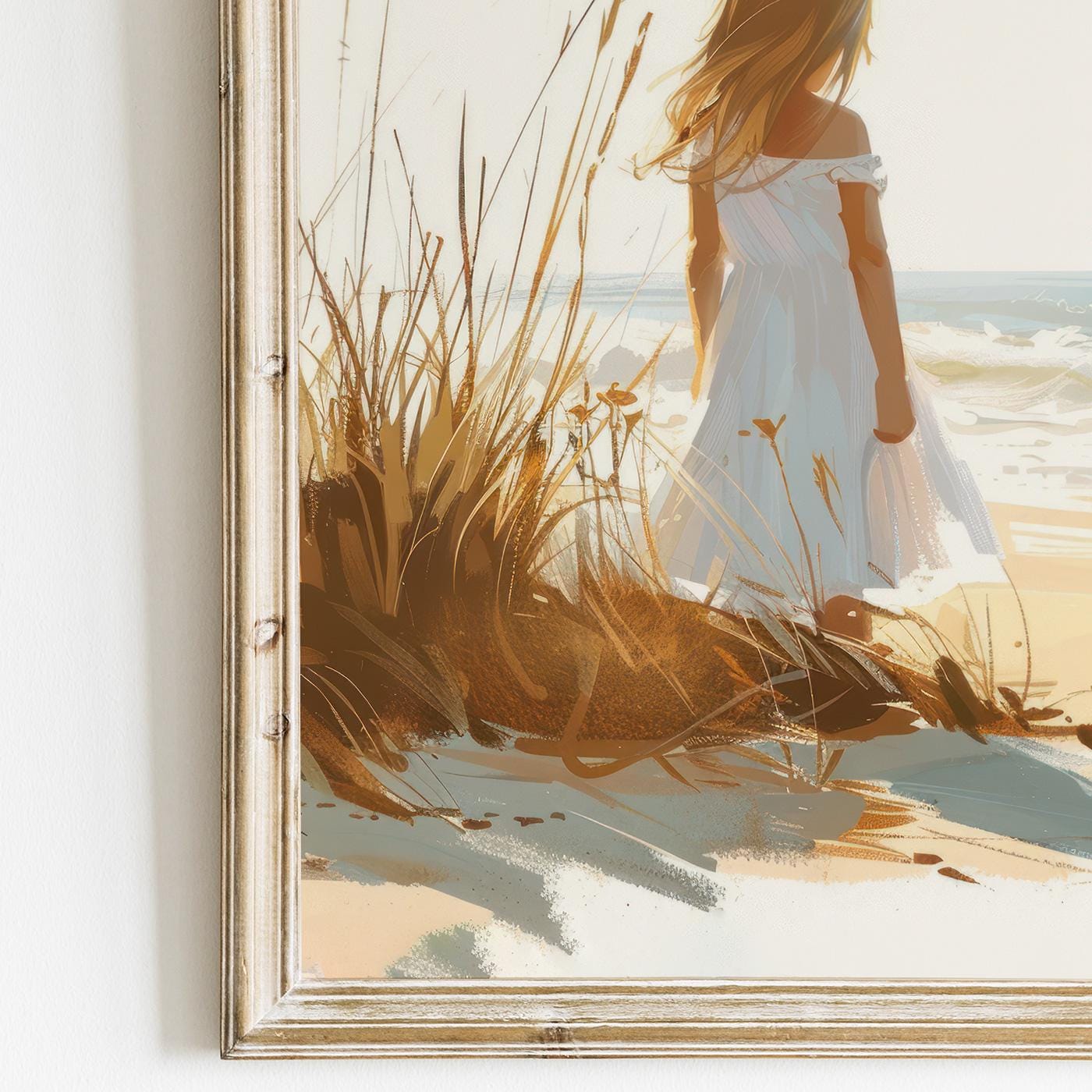 Golden Retriever Art, Girl and Dog Painting, Nursery Wall Decor - WildfieldPrints