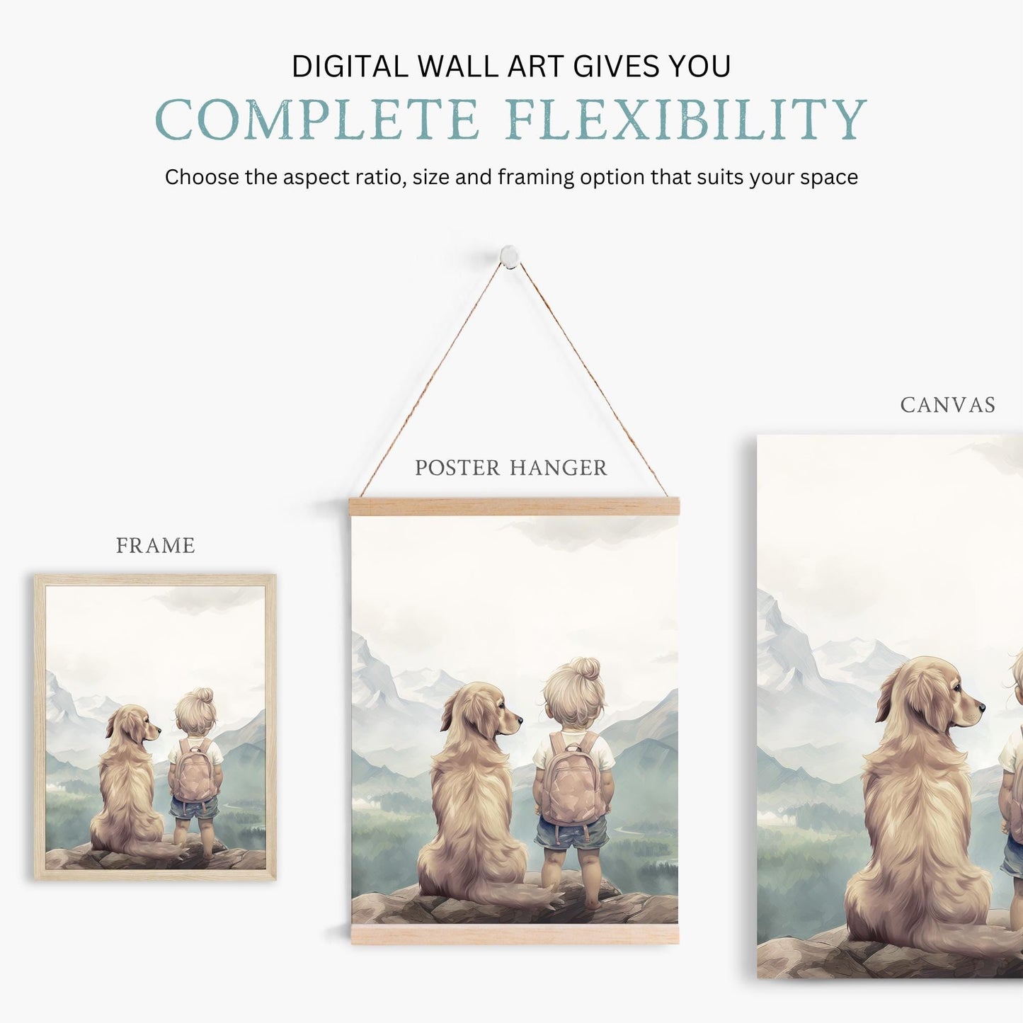 Golden Retriever Decor Nursery, Golden Retriever Wall Art, Set of 3, Dog Painting, Retriever Portrait, Kids Dog Art, Printable Dog Decor - My Store