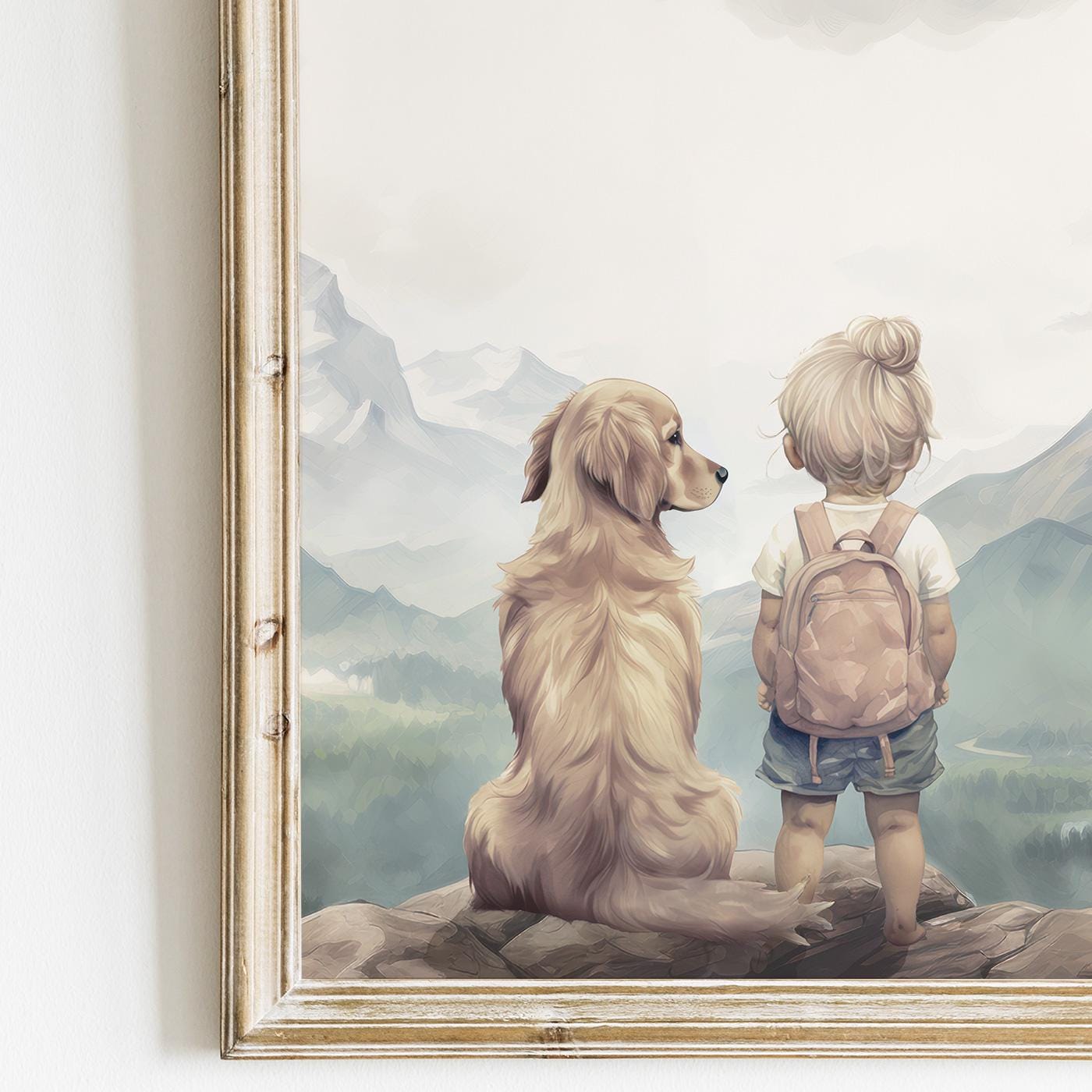 Golden Retriever Decor Nursery, Golden Retriever Wall Art, Set of 3, Dog Painting, Retriever Portrait, Kids Dog Art, Printable Dog Decor - My Store