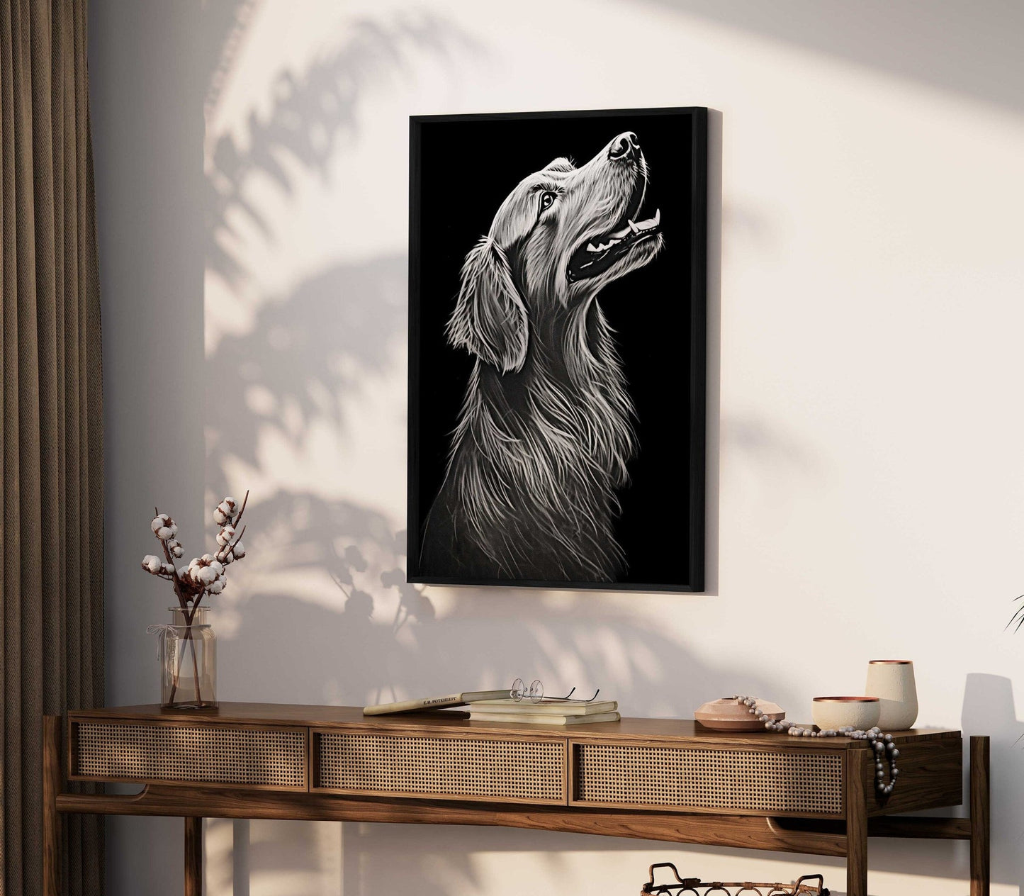 Golden Retriever Dog Wall Art, Rustic Line Art, Unique Dog Decor - WildfieldPrints