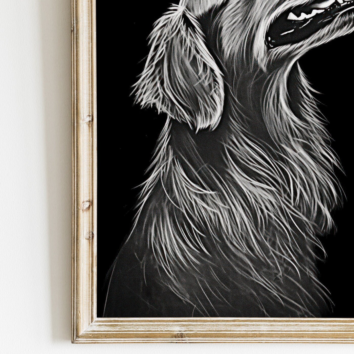 Golden Retriever Dog Wall Art, Rustic Line Art, Unique Dog Decor - WildfieldPrints