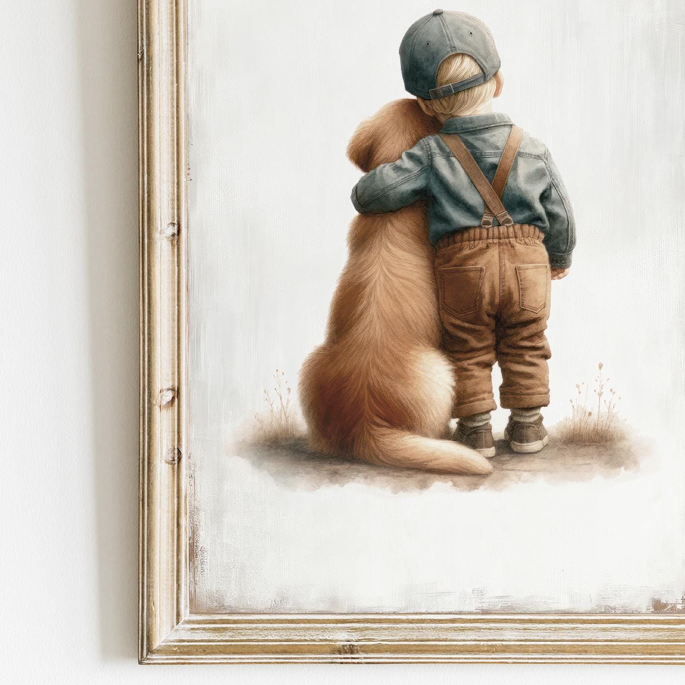 Golden Retriever Nursery Art, Baby Gift for Boys, Dog Portrait Decor - WildfieldPrints