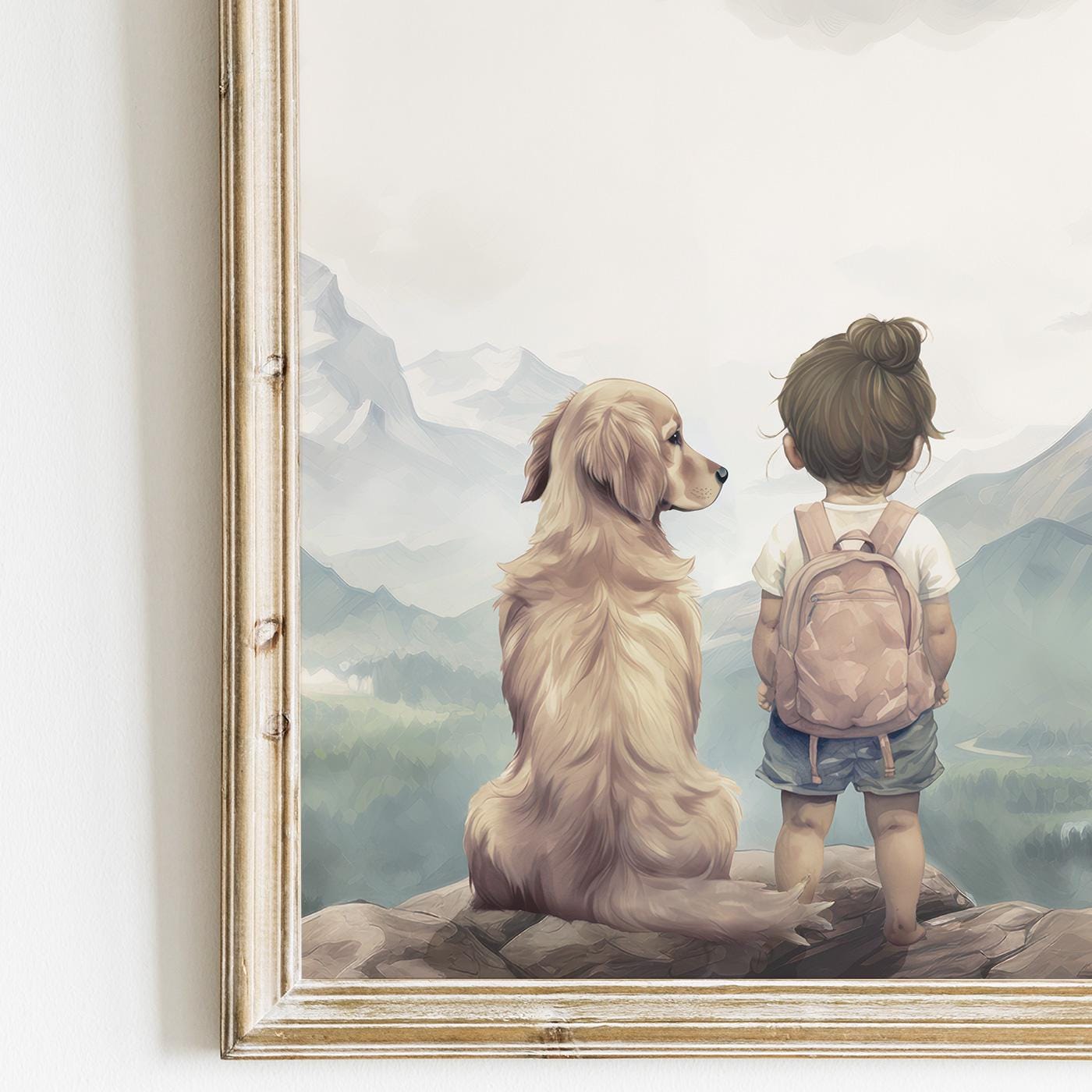 Golden Retriever Nursery Art, Dog Wall Decor, Cute Puppy Print - WildfieldPrints