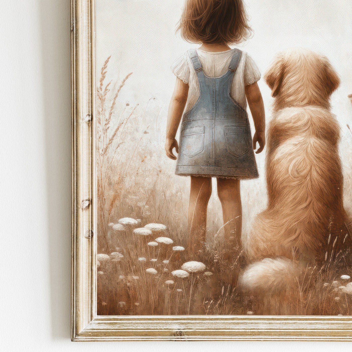 Golden Retriever Nursery Art, Dog Wall Decor, Girls Room Decor - WildfieldPrints