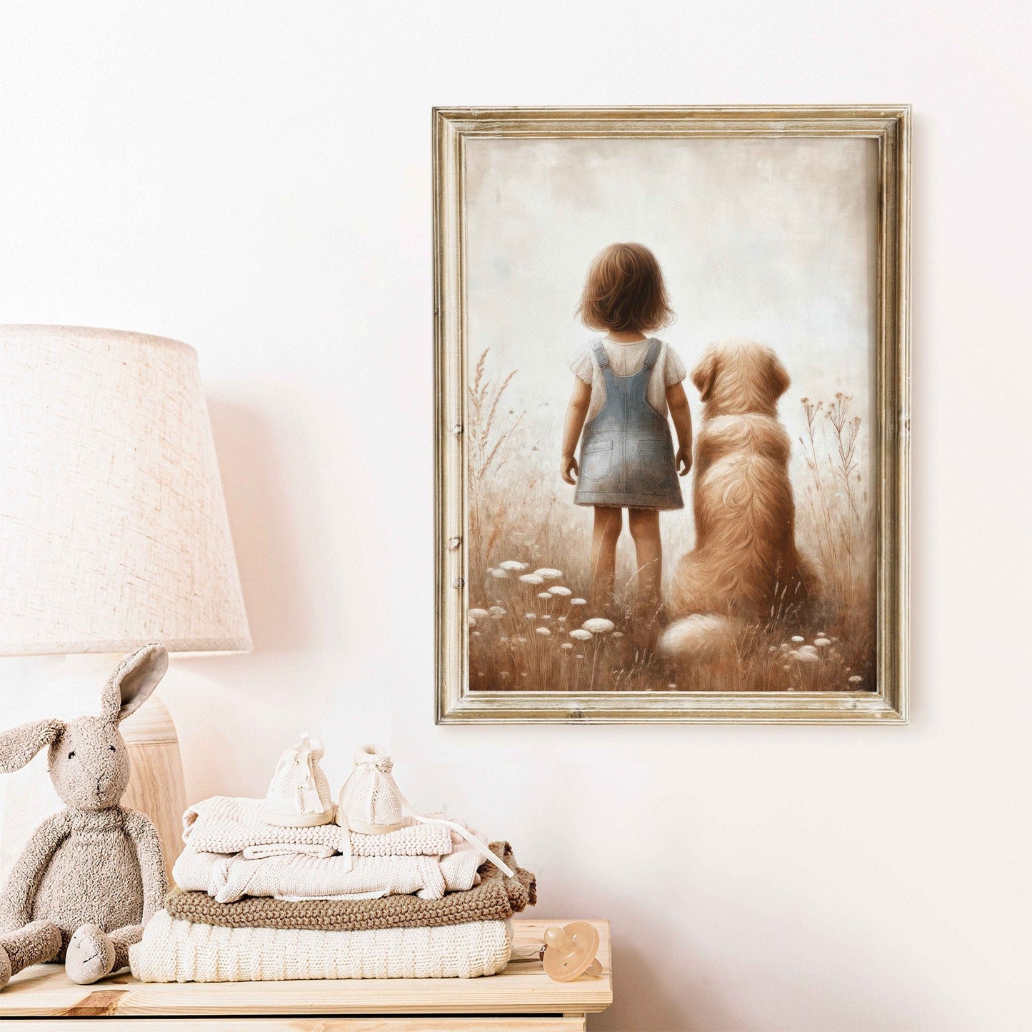 Golden Retriever Nursery Art, Dog Wall Decor, Girls Room Decor - WildfieldPrints