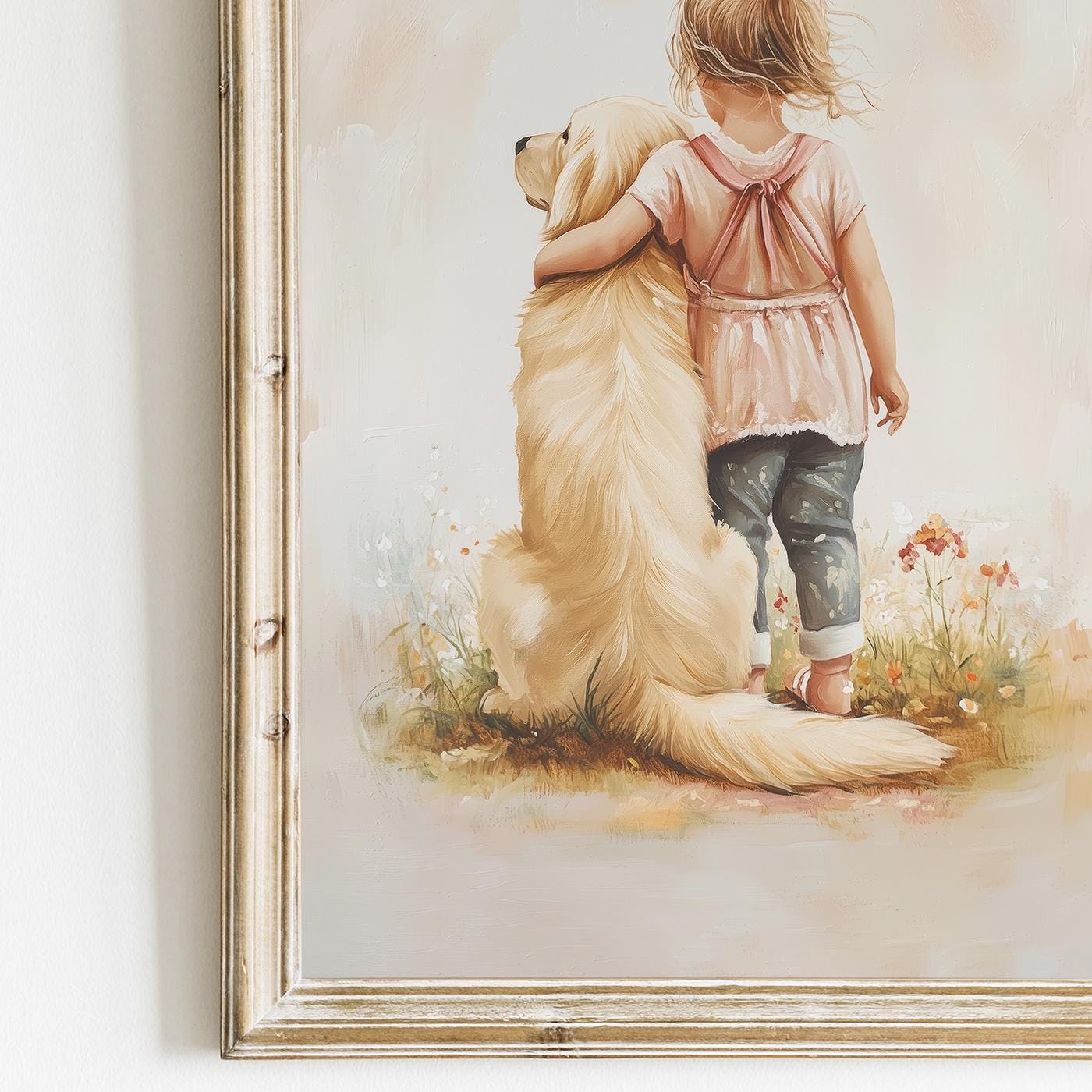 Golden Retriever Nursery Art, Girl Dog Room Decor, Cute Wall Print - WildfieldPrints