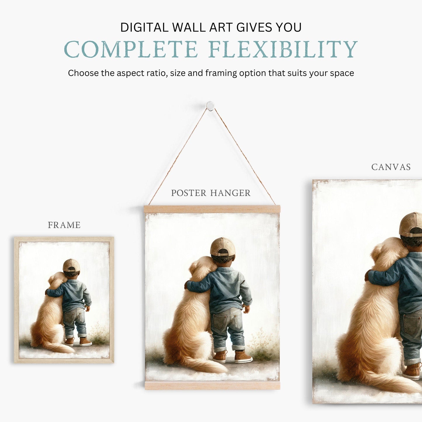 Golden Retriever Nursery Decor, African - American Boy Wall Art, Dog Art - WildfieldPrints