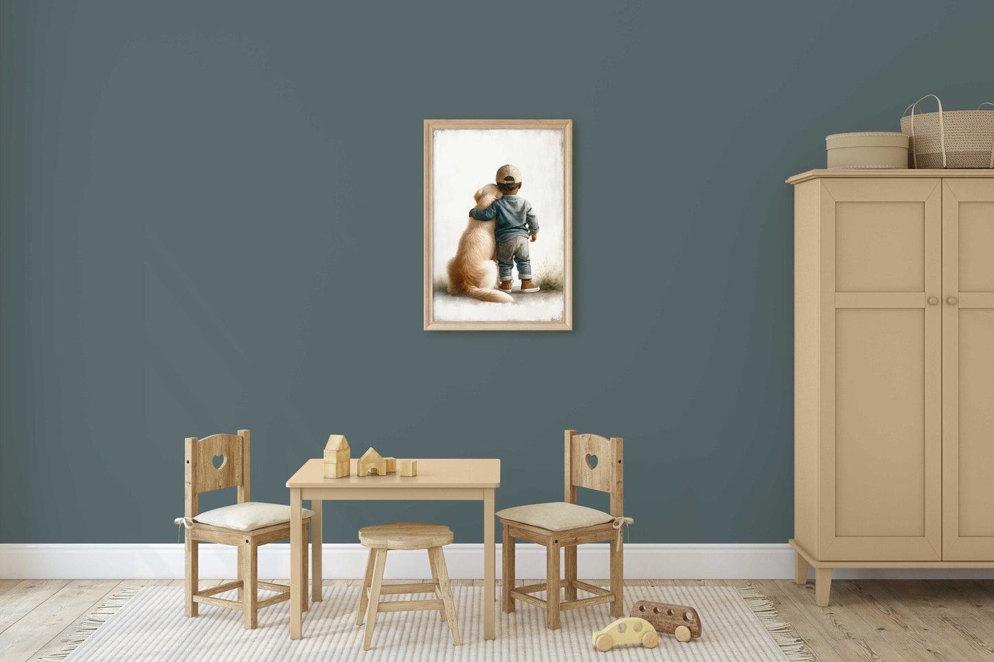 Golden Retriever Nursery Decor, African - American Boy Wall Art, Dog Art - WildfieldPrints