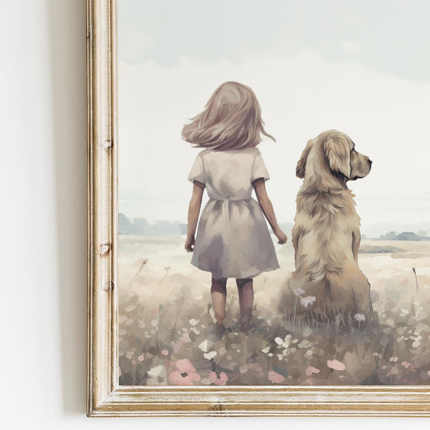 Golden Retriever Nursery Decor, Dog Art for Girls' Rooms - WildfieldPrints