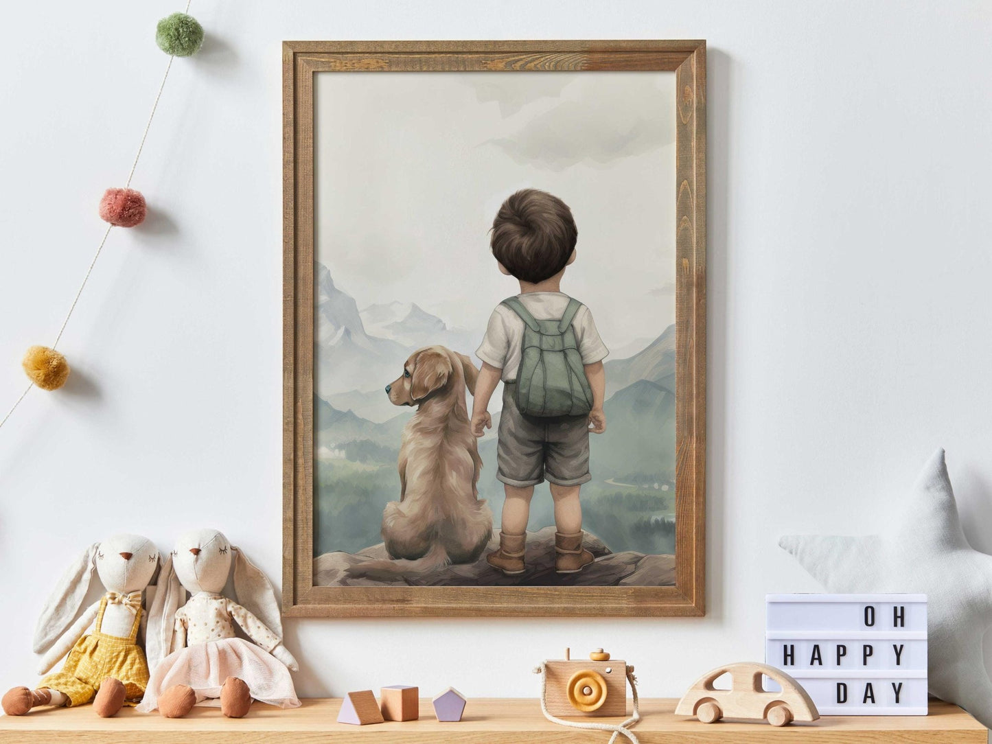 Golden Retriever Nursery Decor, Dog Theme Wall Art, Boy & Puppy Prints - WildfieldPrints