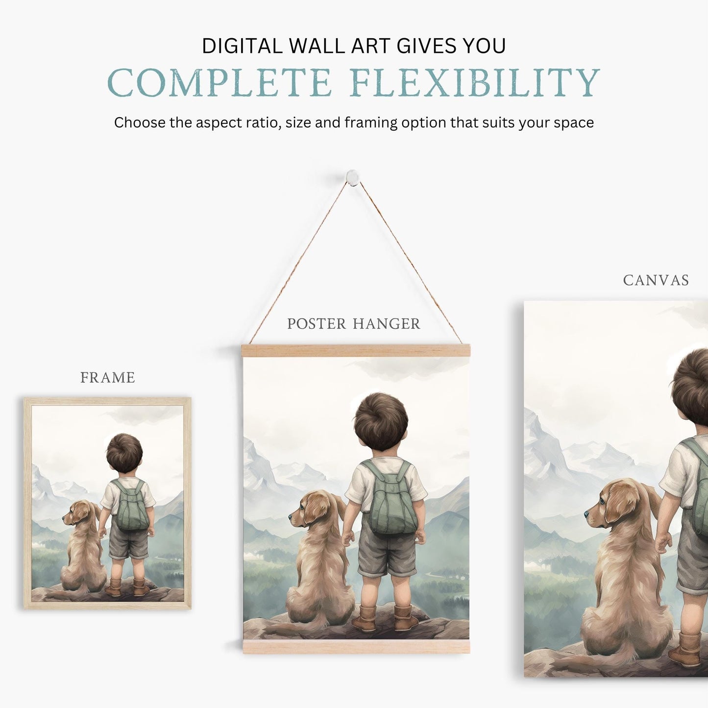 Golden Retriever Nursery Decor, Dog Theme Wall Art, Boy & Puppy Prints - WildfieldPrints